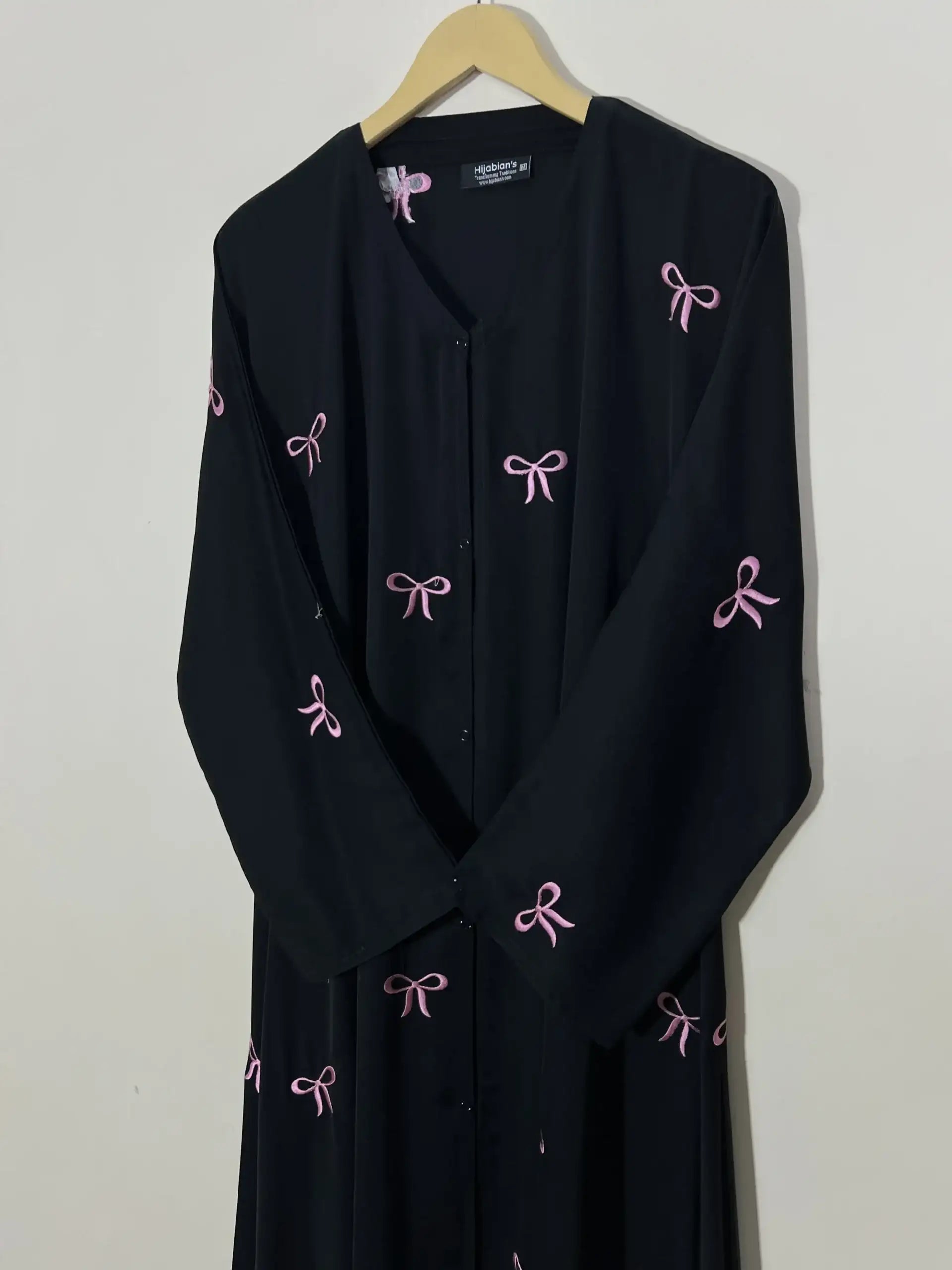 Pink - Front Open Bow Abaya HJ1137