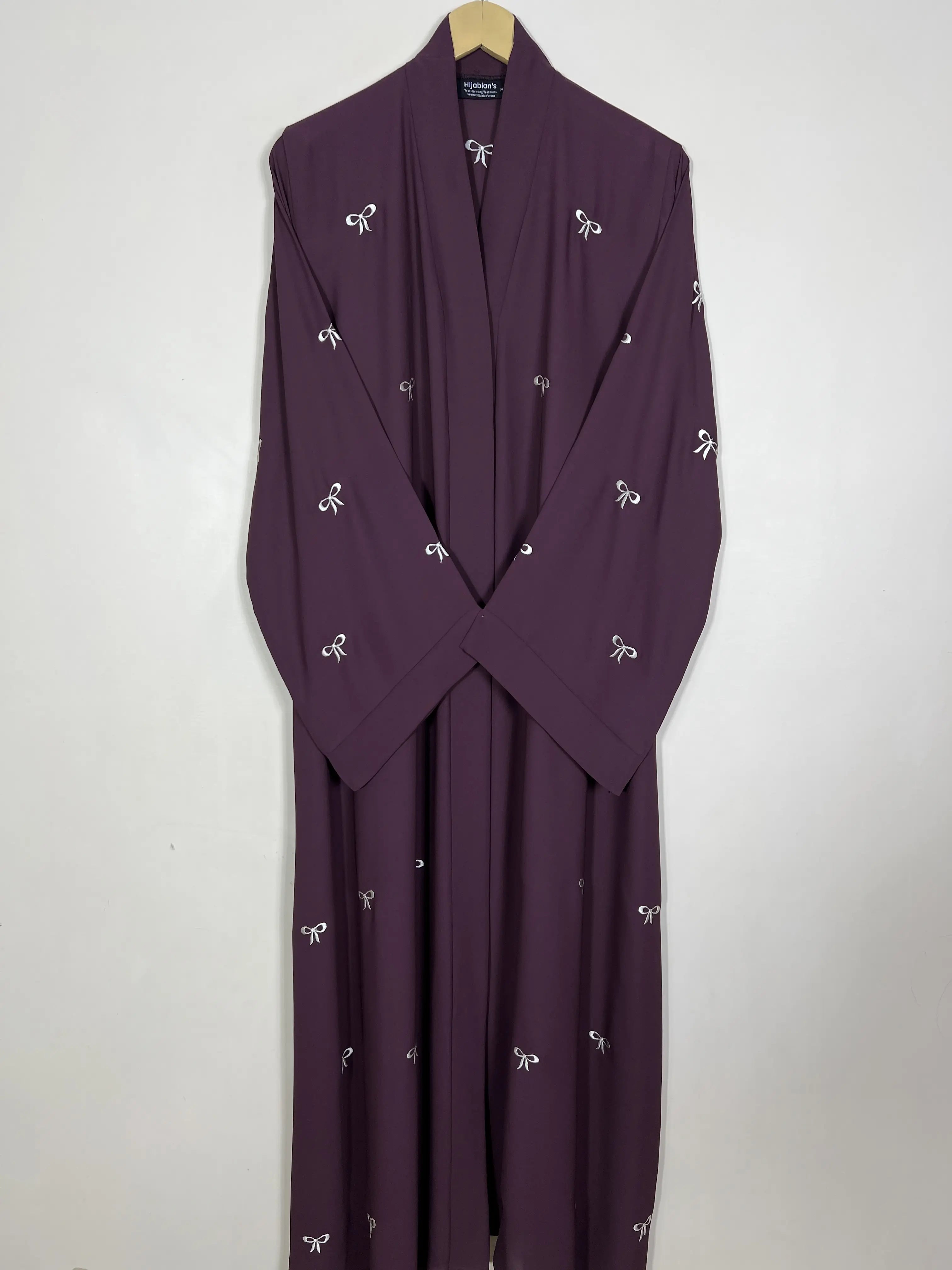 Wine - Classic Bow Abaya HJ1458