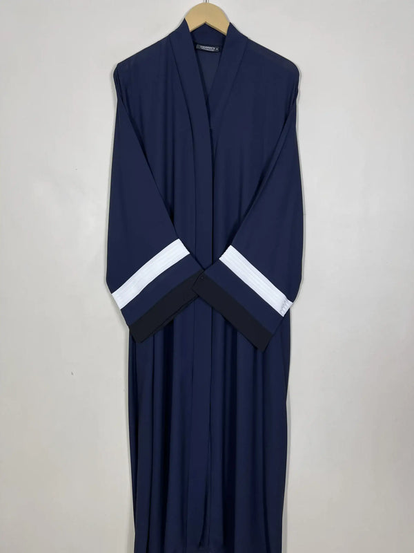 Blue - White Modest Pleated Abaya HJ1151