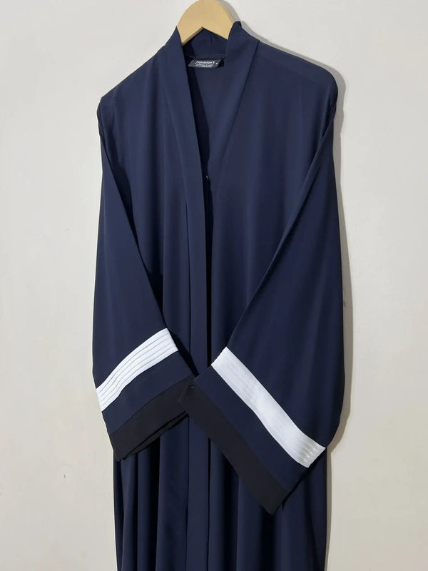 Blue - White Modest Pleated Abaya HJ1151