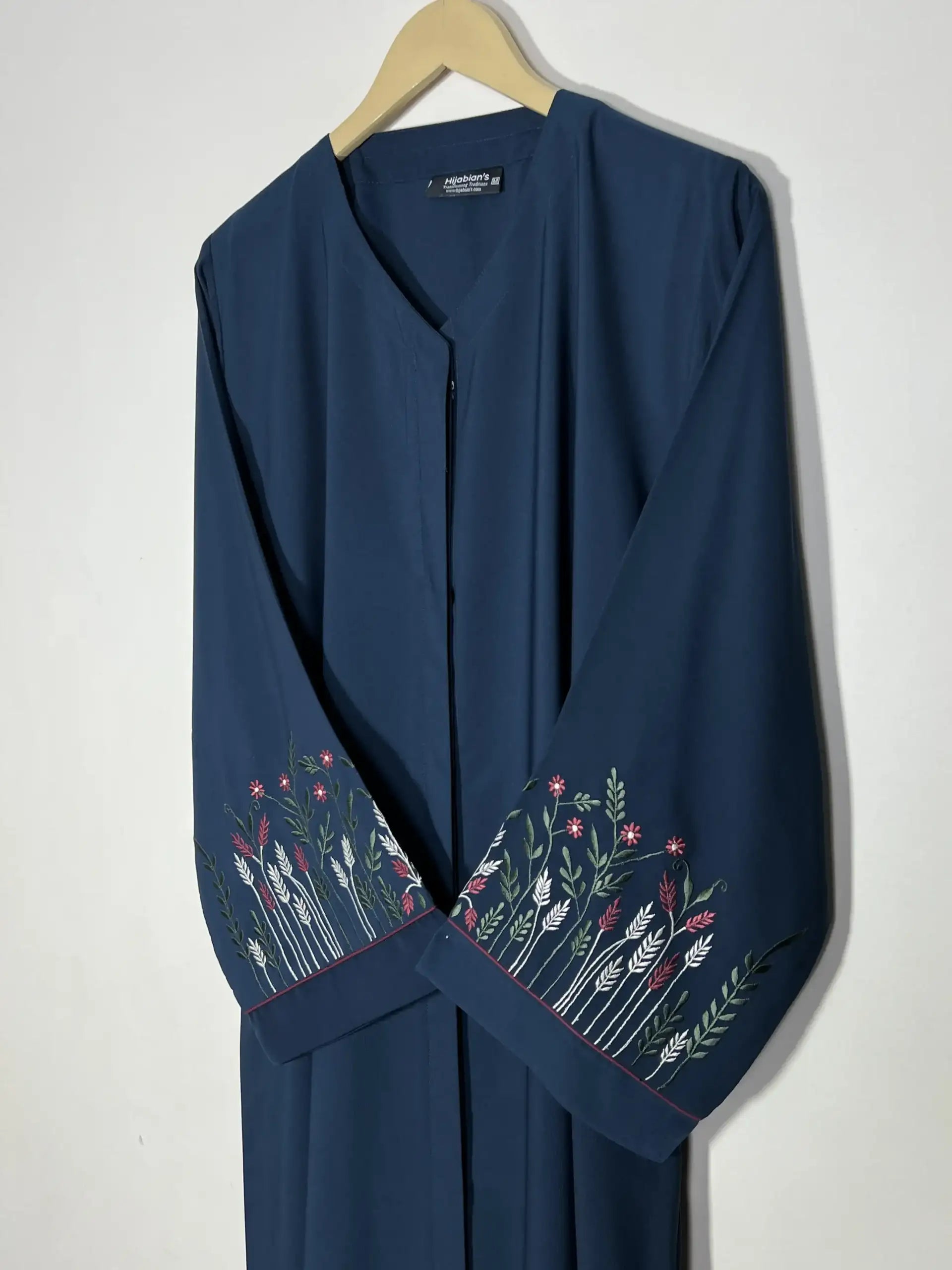 Teal - Embroidered Bloom Abaya HJ1153