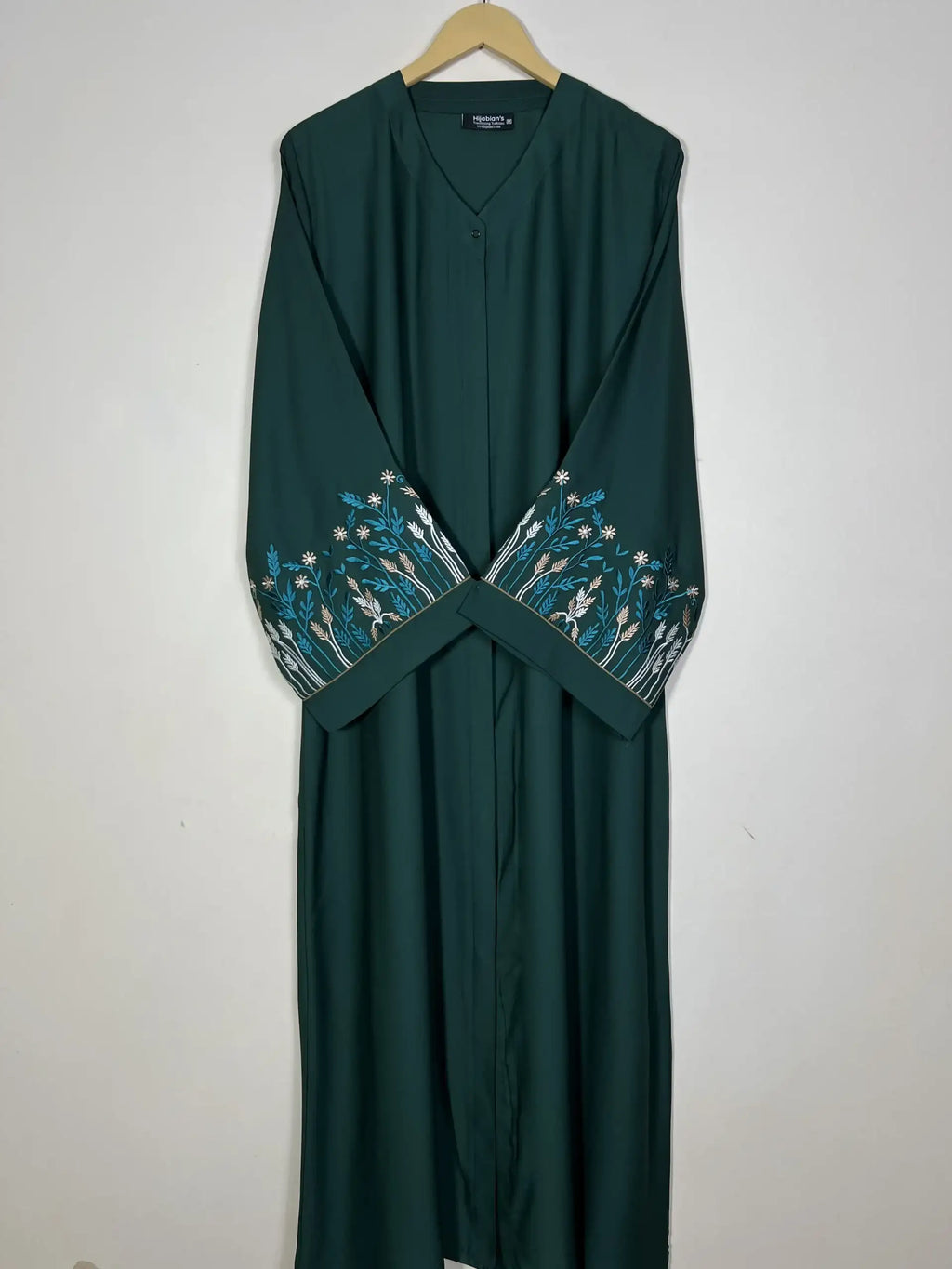 Bottle Green - Embroidered Bloom Abaya HJ1154