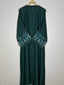 Bottle Green - Embroidered Bloom Abaya HJ1154
