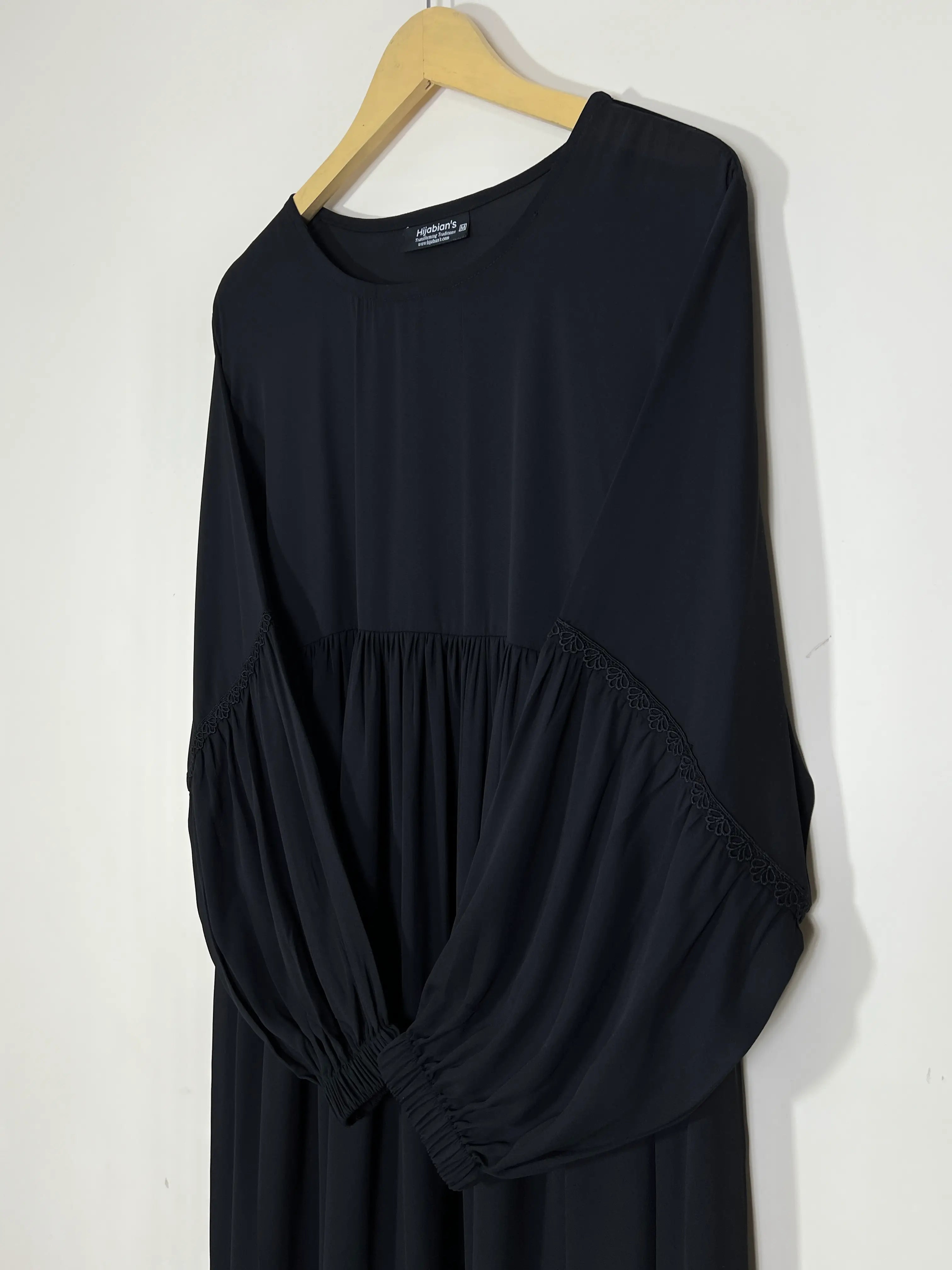 Black - Lace Sleeves Maxi Abaya HJ1561 Secondary image