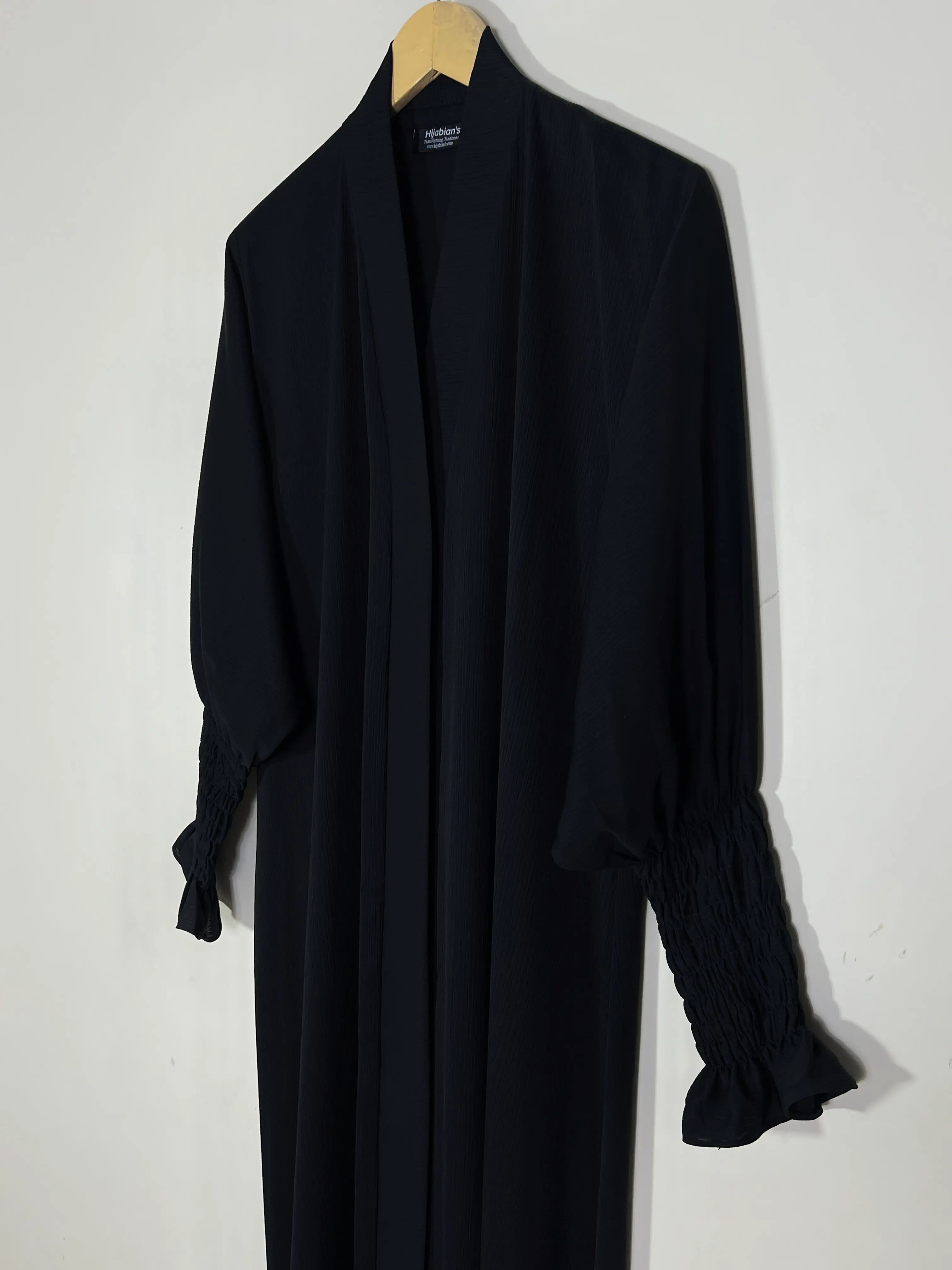 Black - Smoked Sleeves Abaya HJ1564