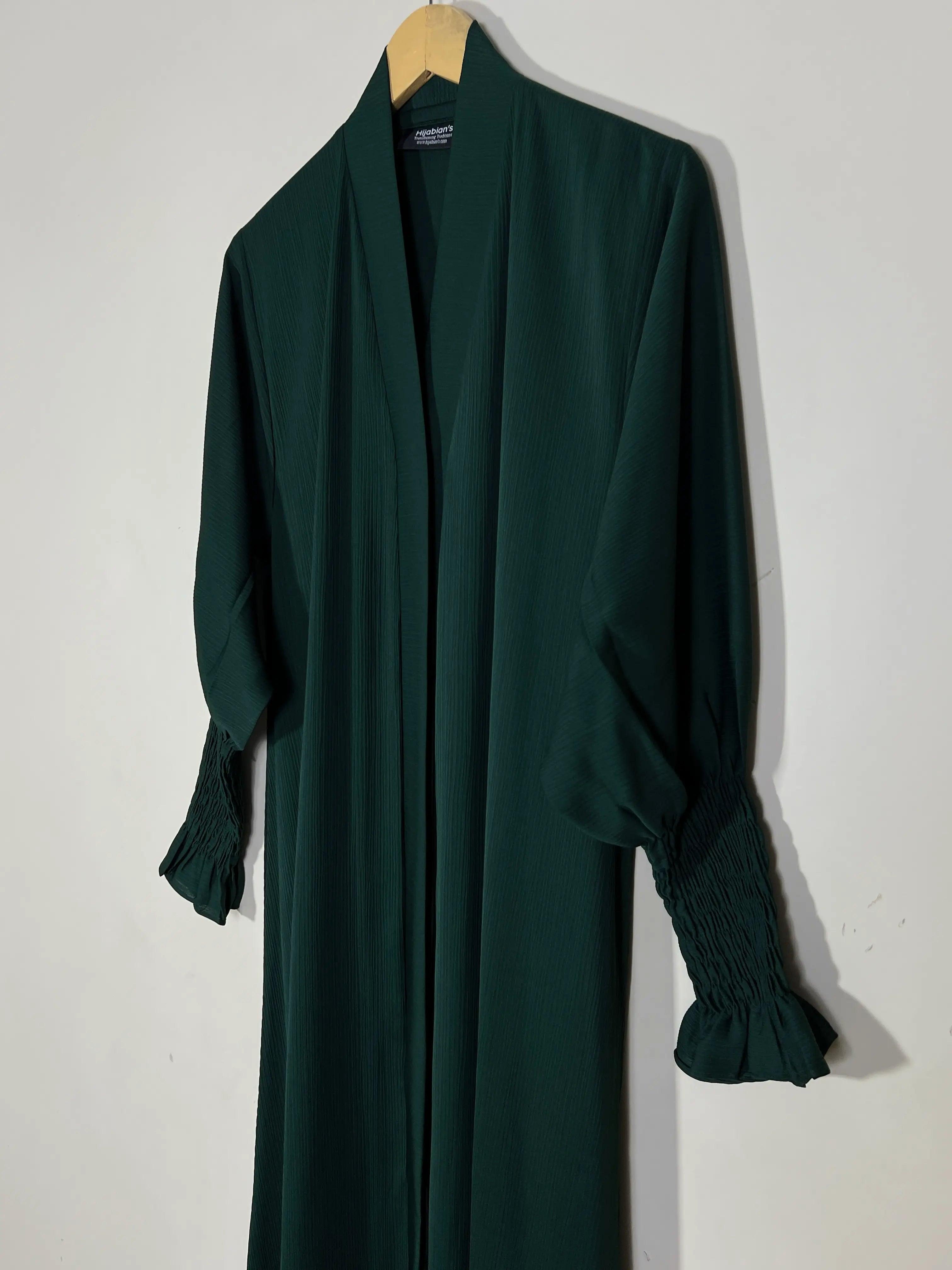 Bottle Green - Smoked Sleeves Abaya HJ1563