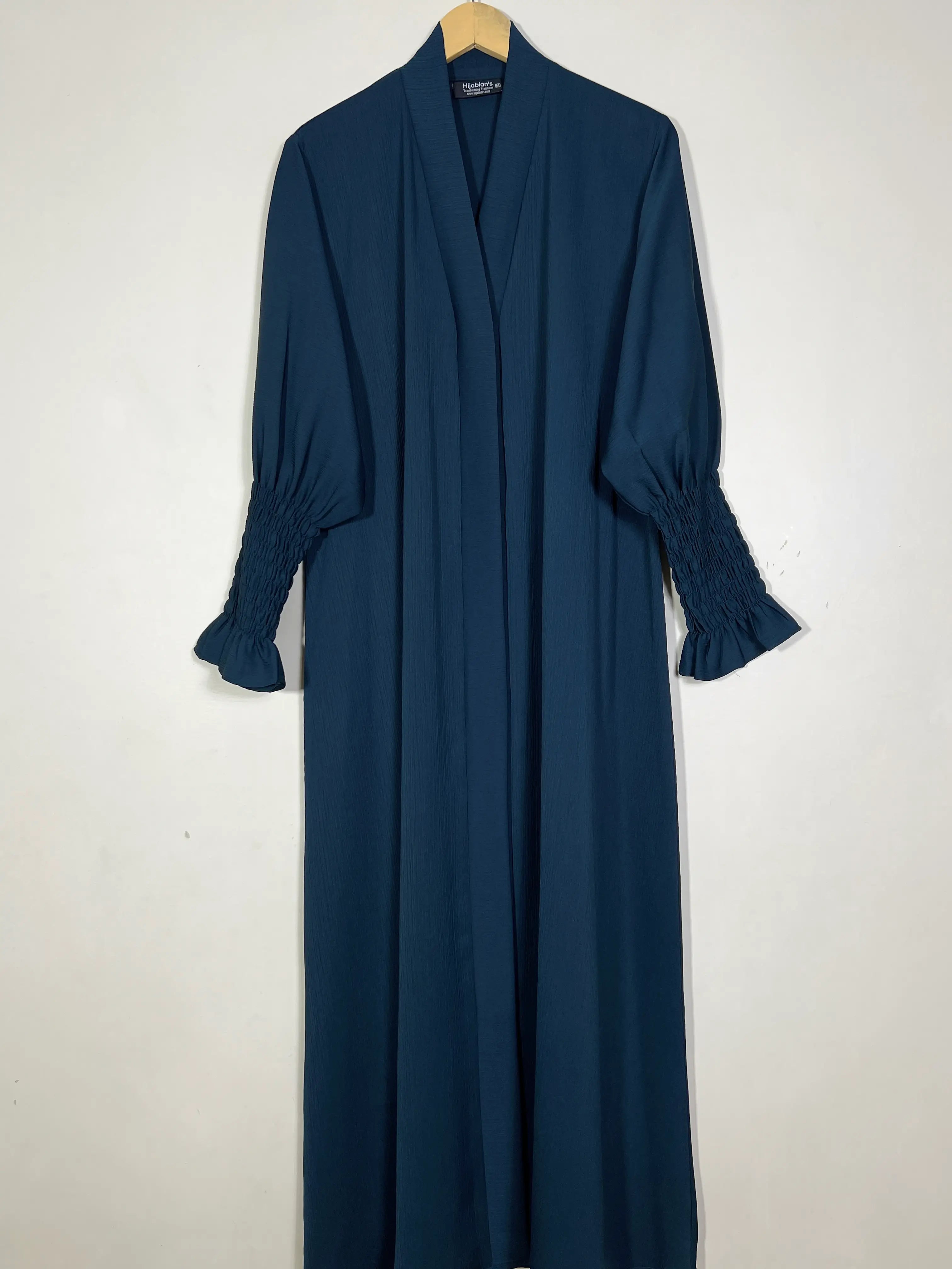 Teal - Smoked Sleeves Abaya HJ1565