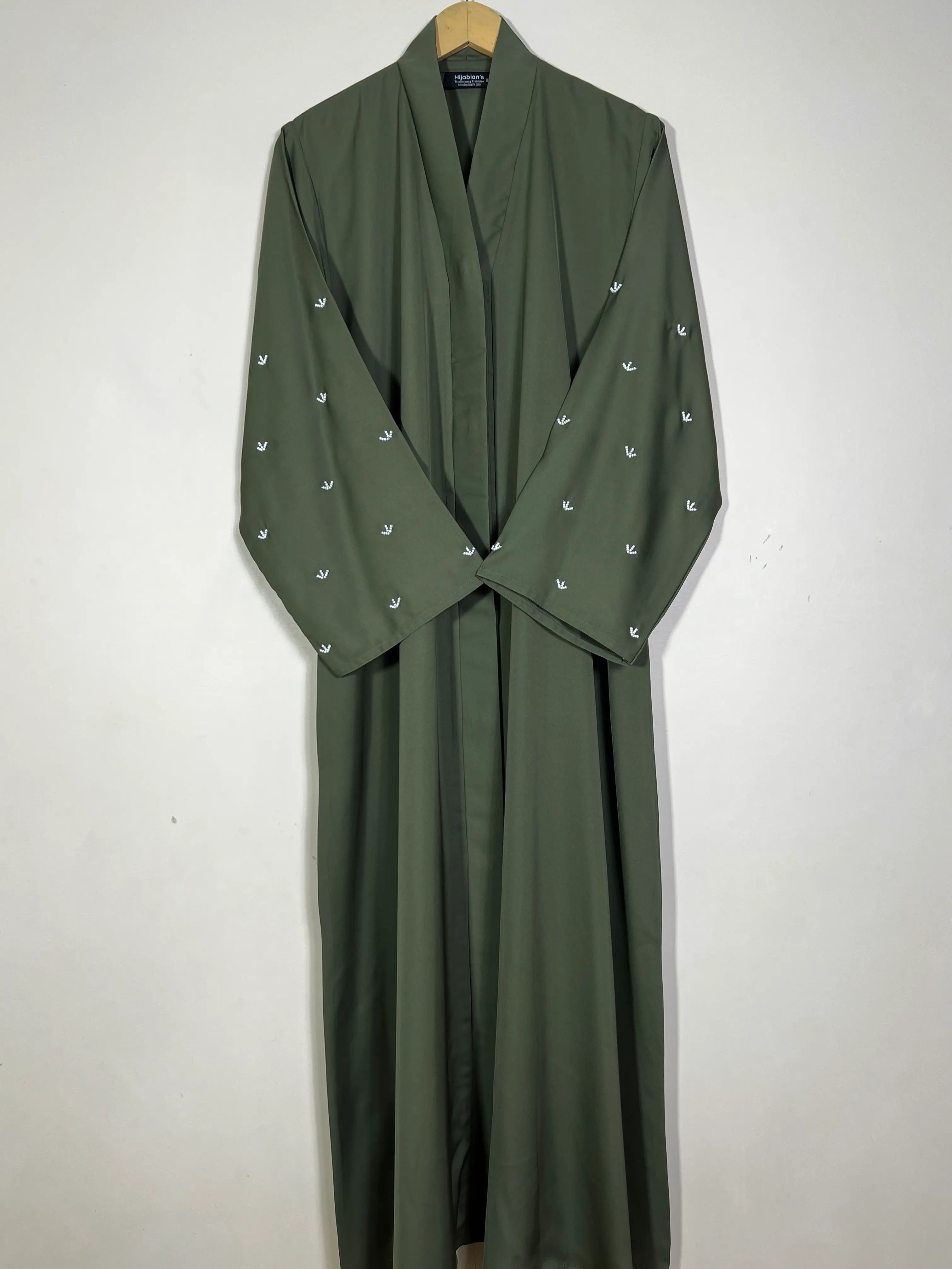Olive Green - Miral Beads Work Abaya HJ1567