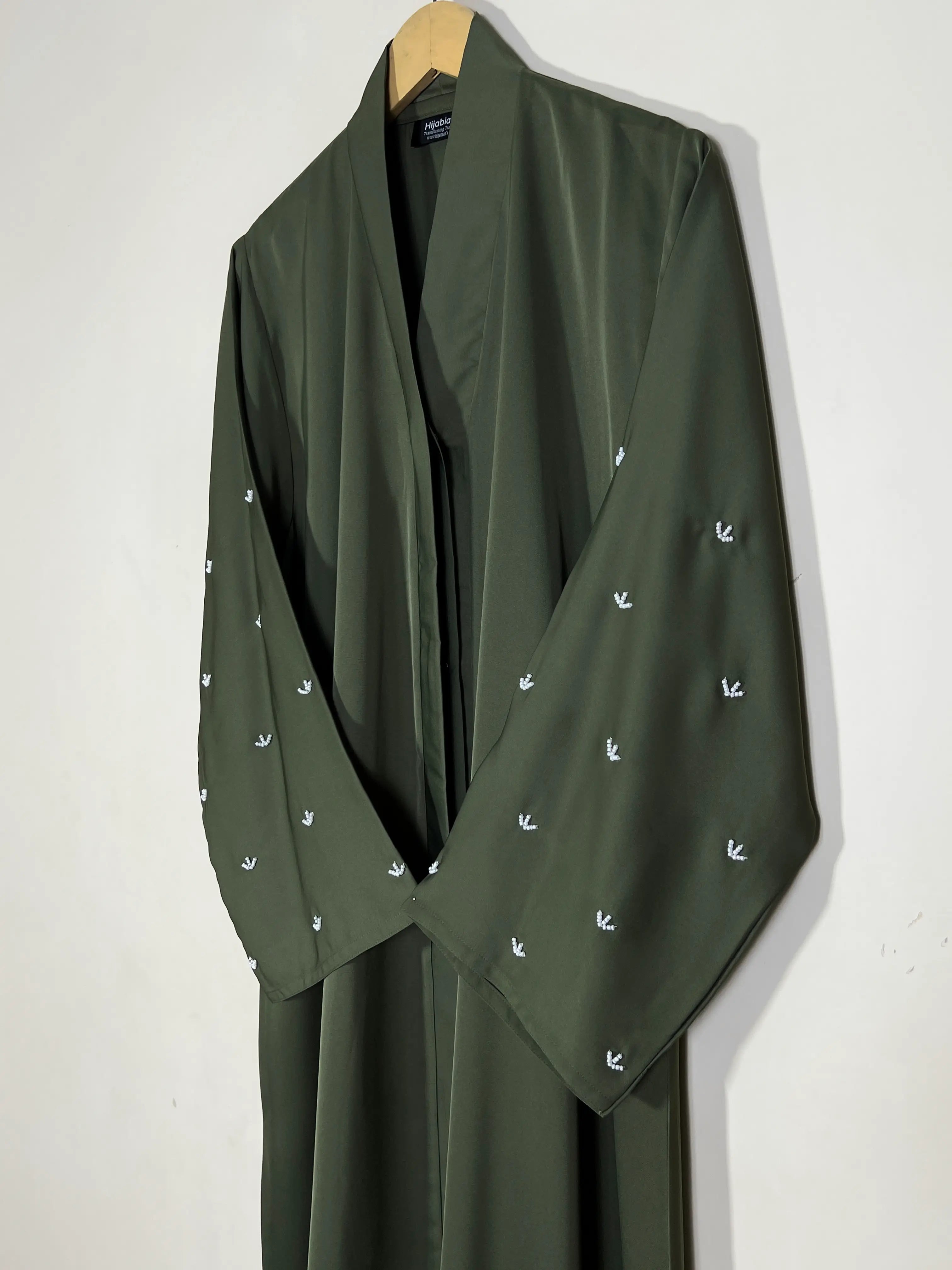 Olive Green - Miral Beads Work Abaya HJ1567 Secondary image