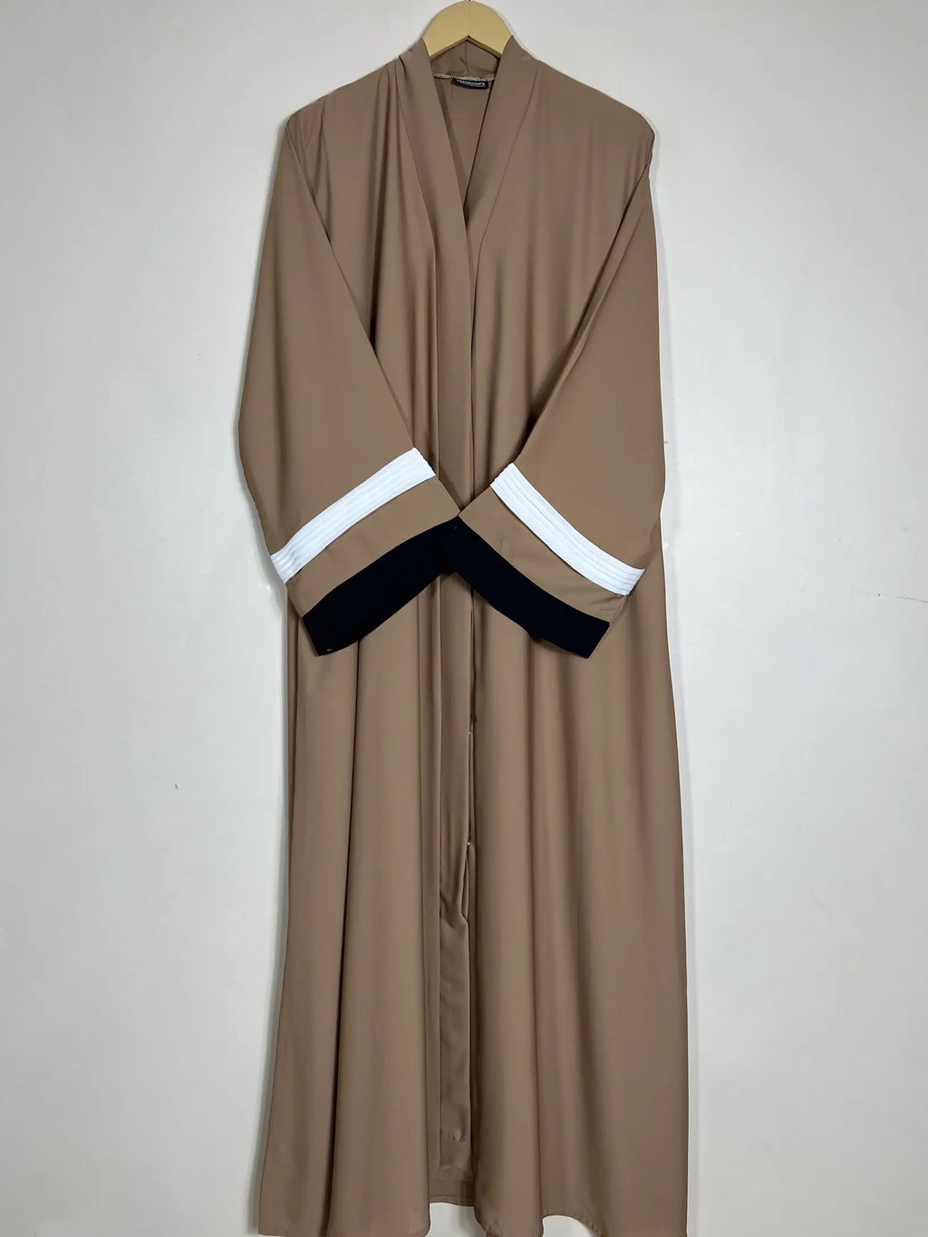 Fawn - White Pleated Modest Abaya HJ1460