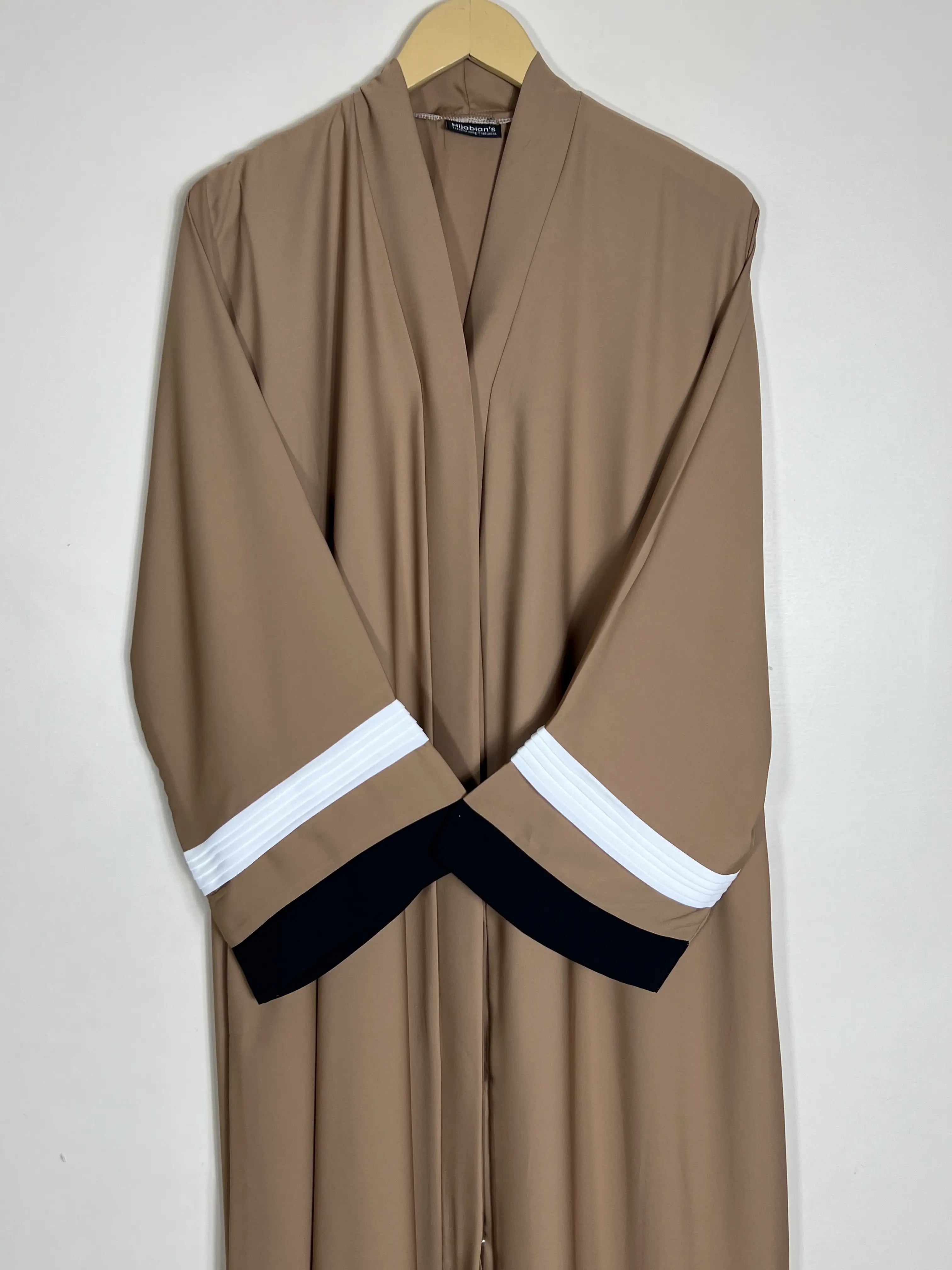 Fawn - White Pleated Modest Abaya HJ1460