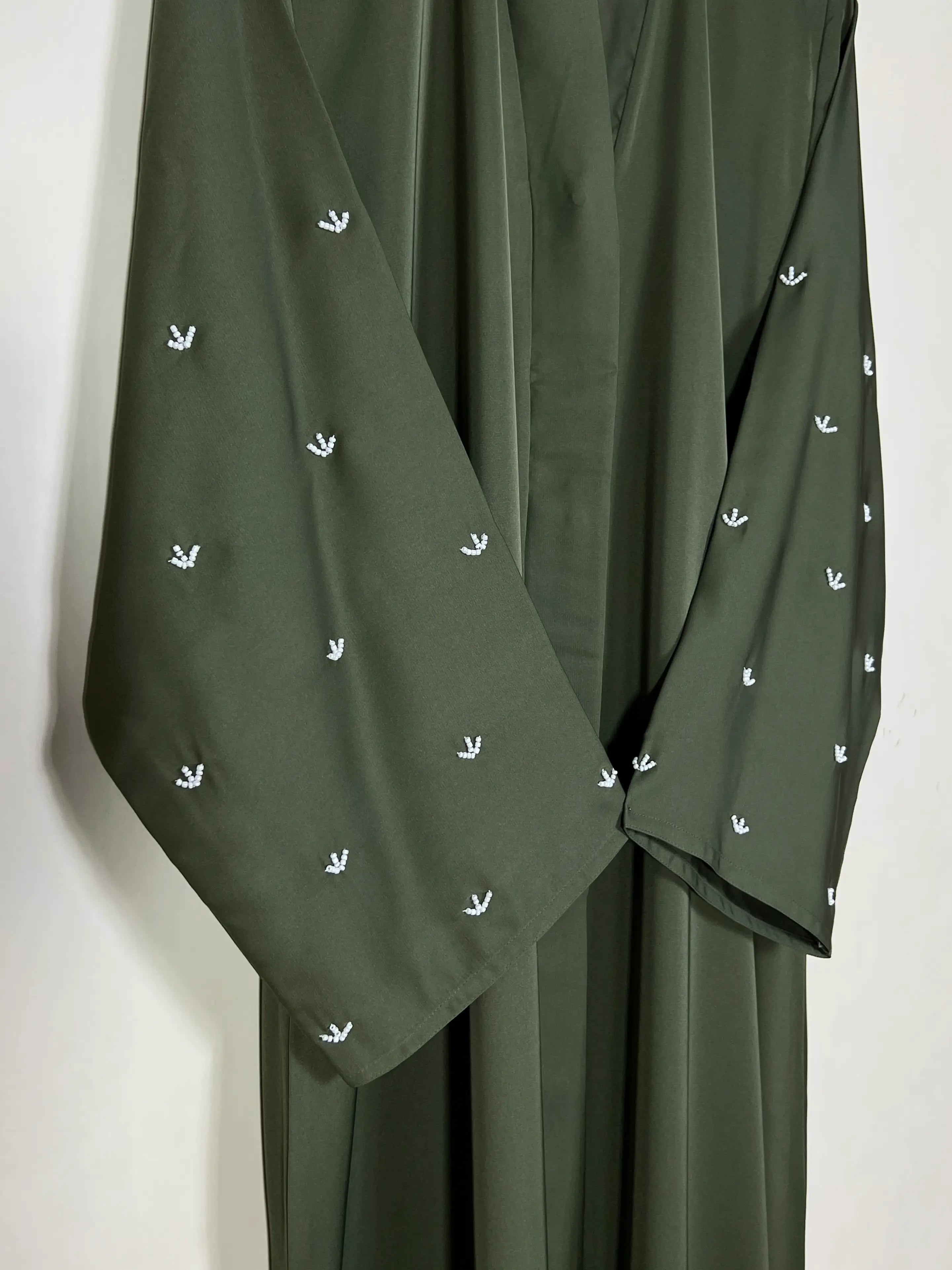 Olive Green - Miral Beads Work Abaya HJ1567