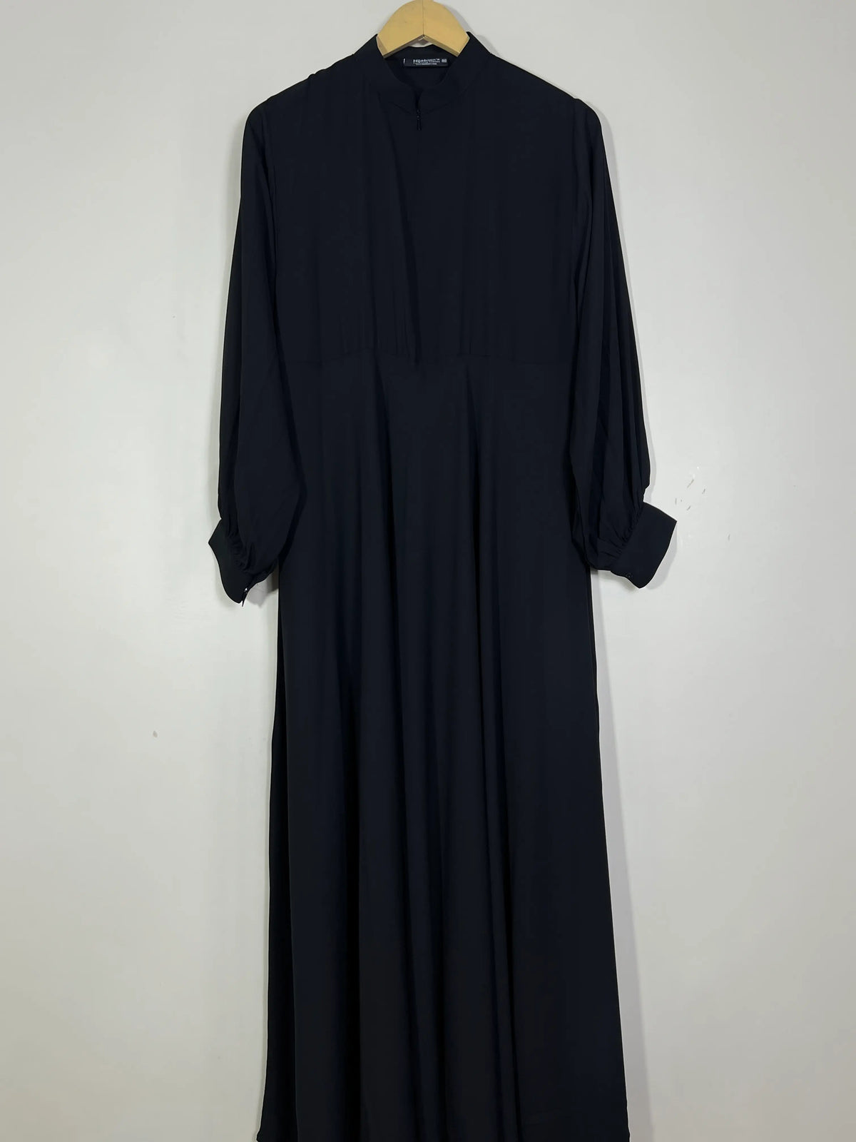 Black - Midway Zip Collar Abaya HJ1576 Main image