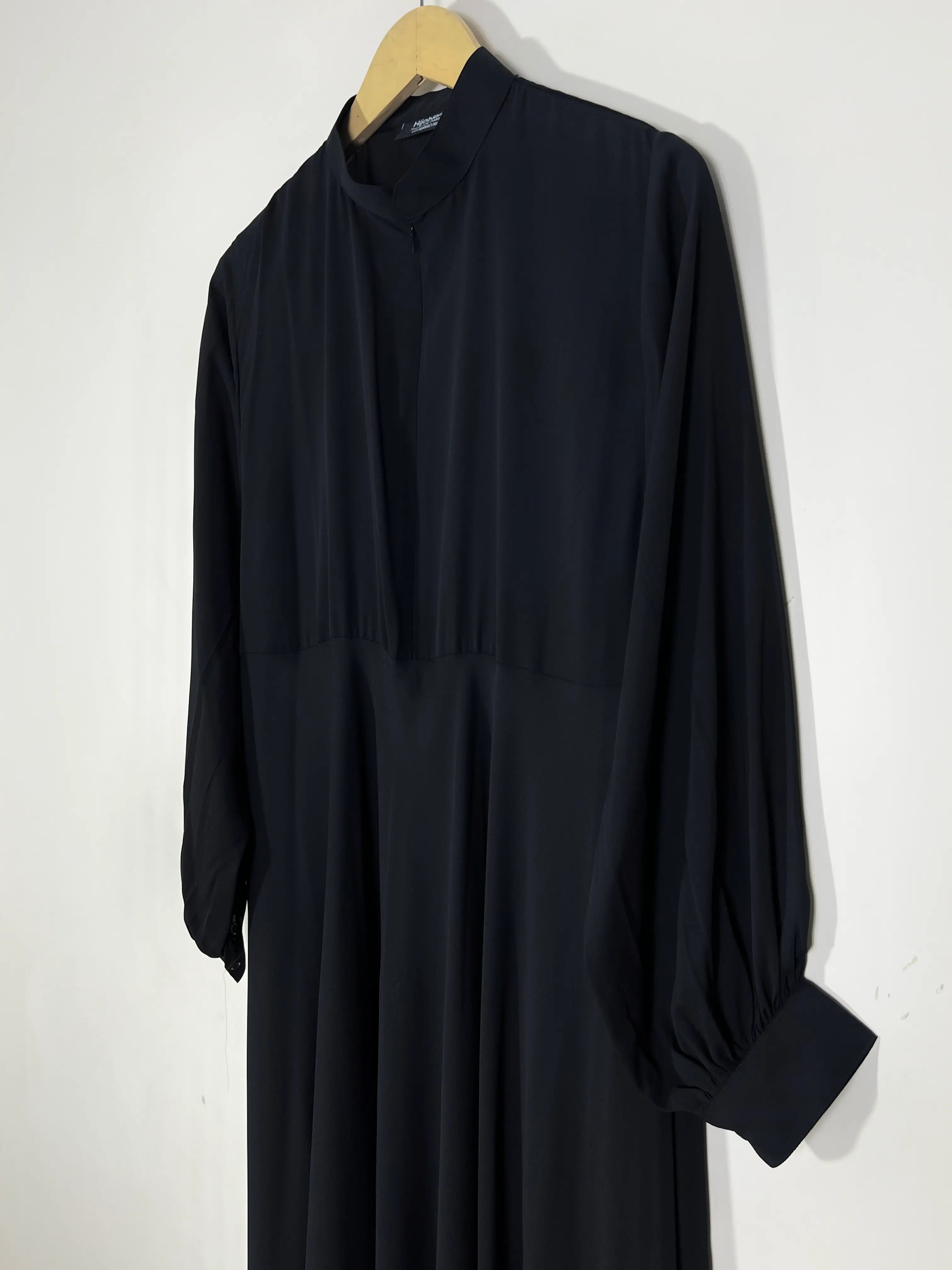 Black - Midway Zip Collar Abaya HJ1576