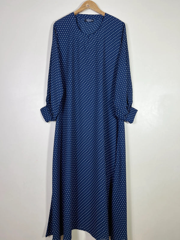 Blue - Printed Maxi Abaya HJ1596