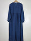Navy Blue - Printed Front Open Chun Abaya HJ1598