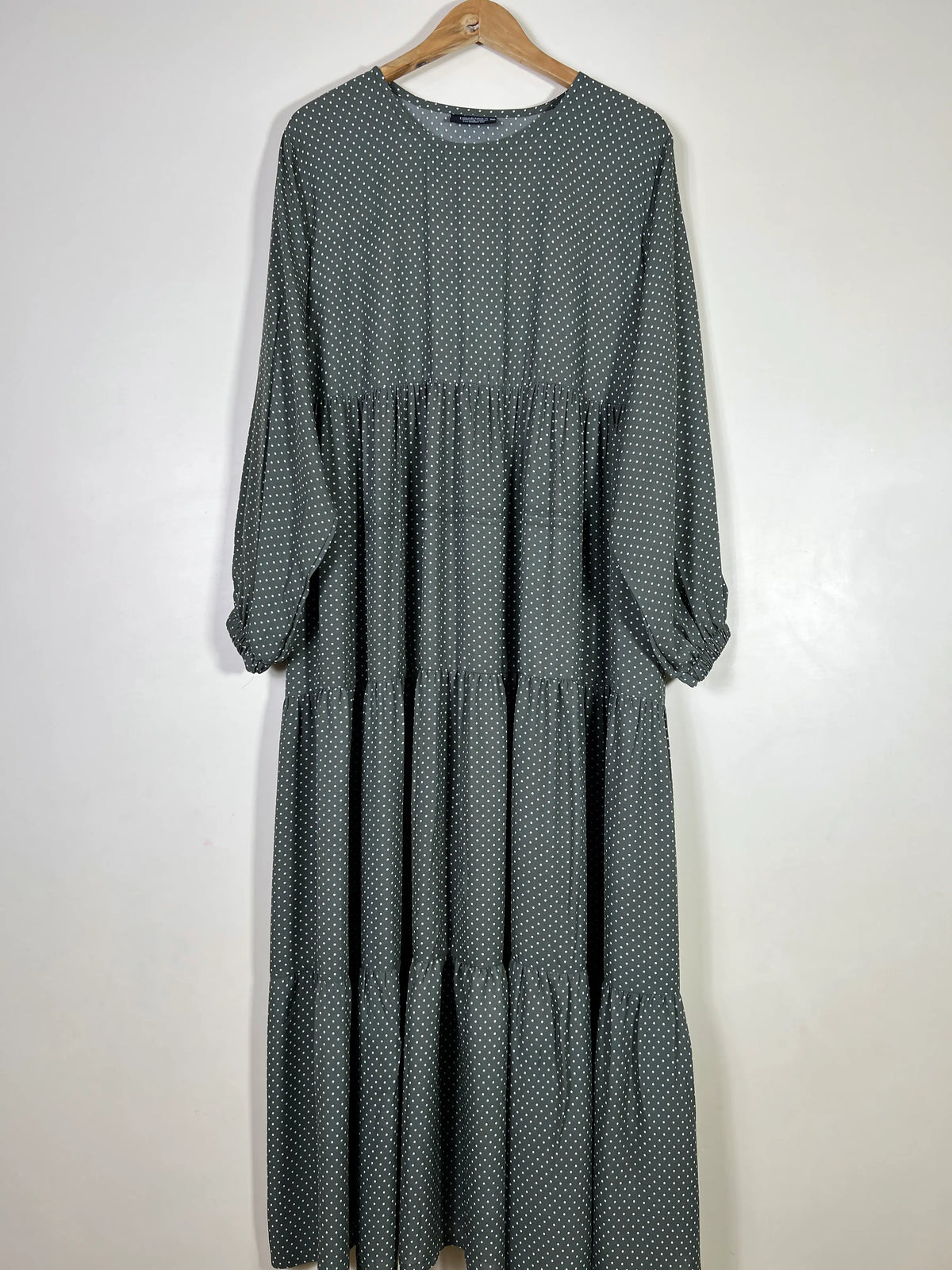 Green - Printed Frill Maxi Abaya HJ1601 Main image