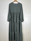 Green - Printed Frill Maxi Abaya HJ1601