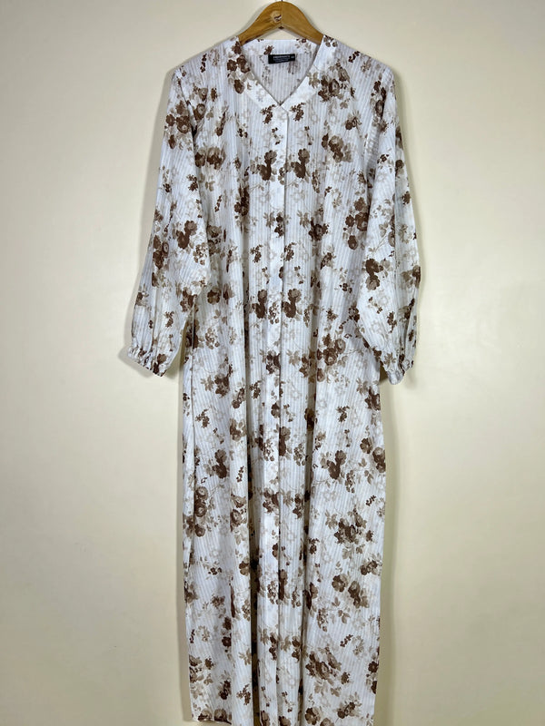 Ivory White - Arabic Lawn Abaya HJ1617