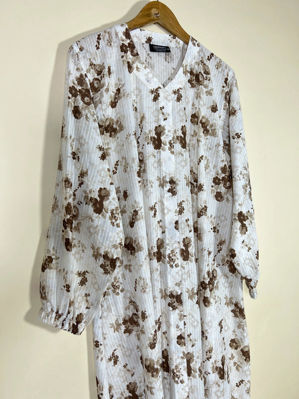 Ivory White - Arabic Lawn Abaya HJ1617