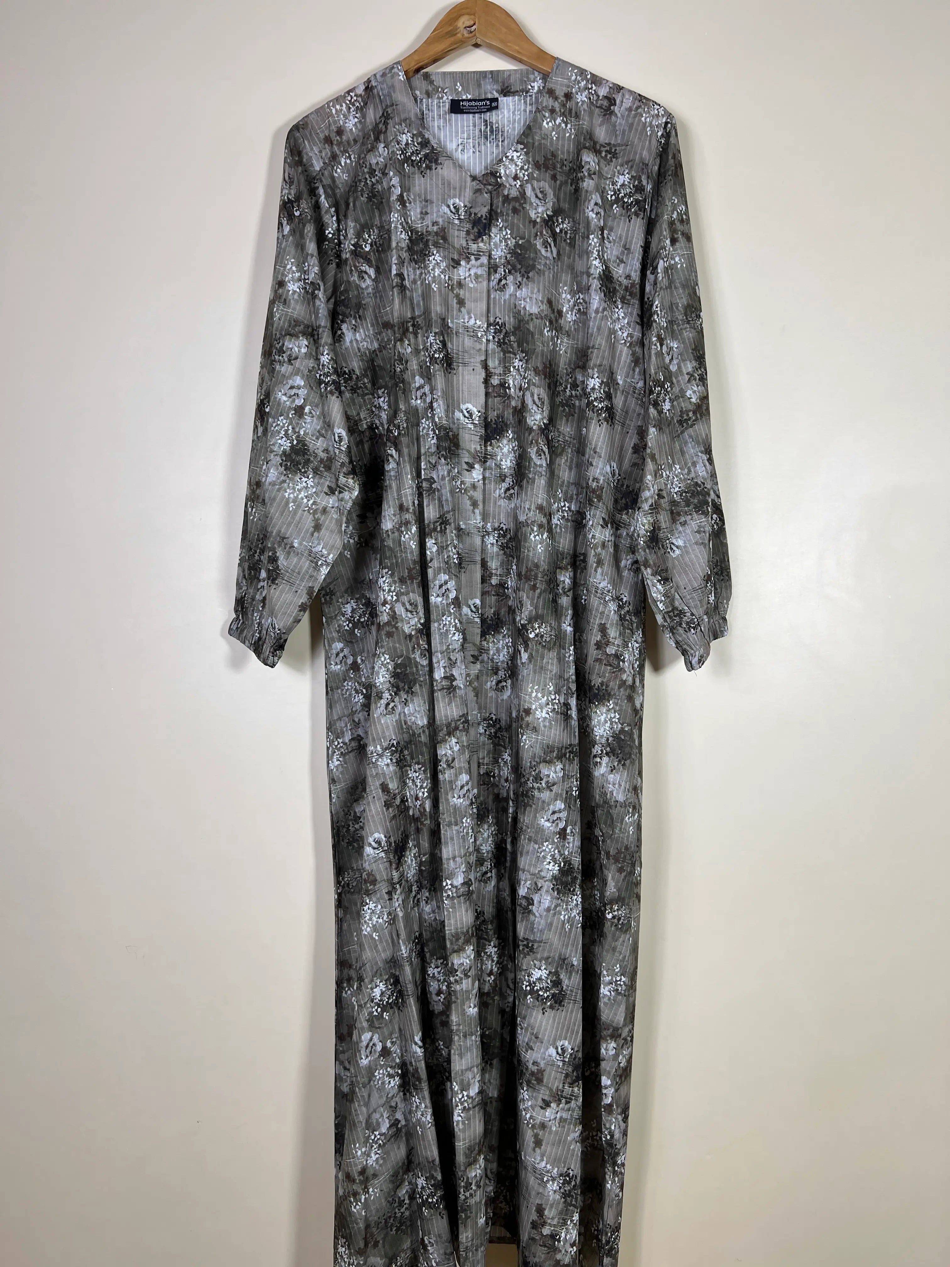 Charcoal Grey - Arabic Lawn Abaya HJ1619 Secondary image