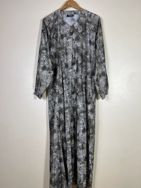 Charcoal Grey - Arabic Lawn Abaya HJ1619