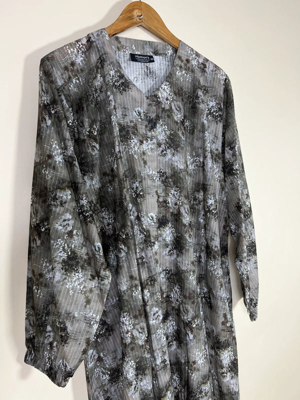 Charcoal Grey - Arabic Lawn Abaya HJ1619