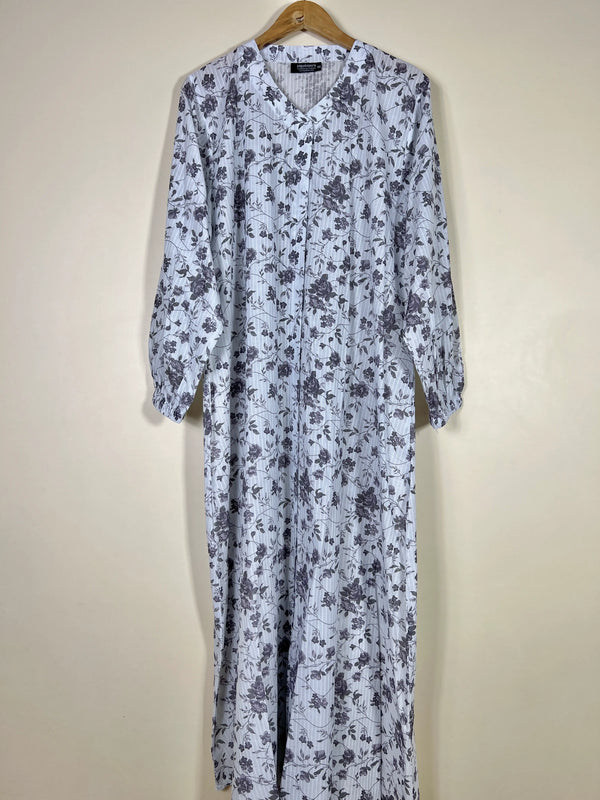 Frost White - Arabic Lawn Abaya HJ1620