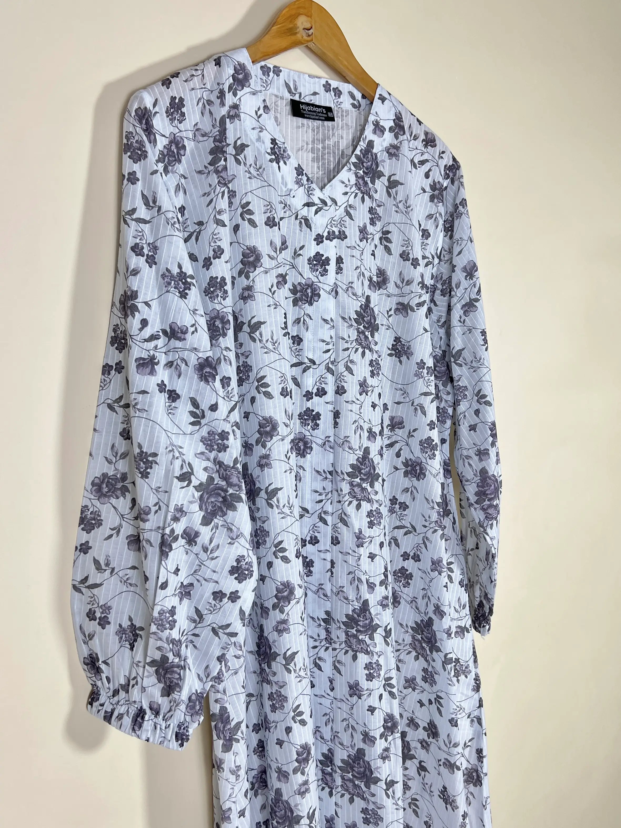 Frost White - Arabic Lawn Abaya HJ1620