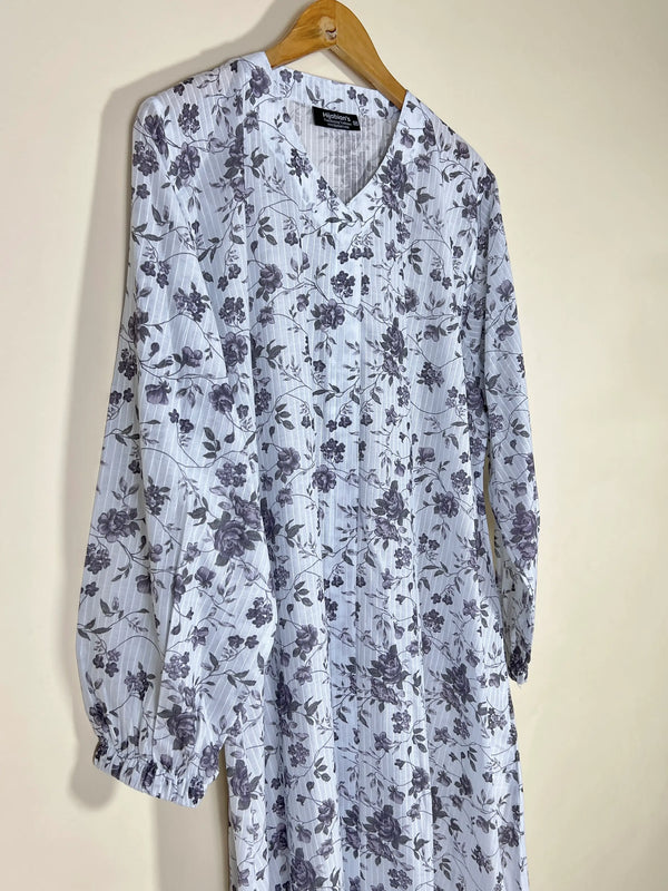 Frost White - Arabic Lawn Abaya HJ1620