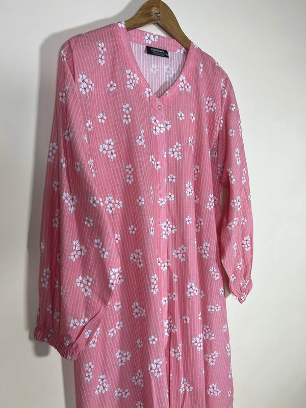 Rose Pink - Arabic Lawn Abaya HJ1623