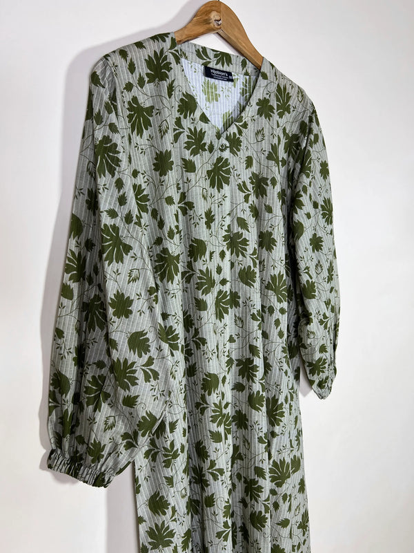 Olive Green - Arabic Lawn Abaya HJ1625