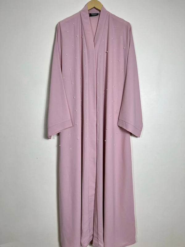 Blush Pink - Pearls Adorned Classic Abaya HJ1474