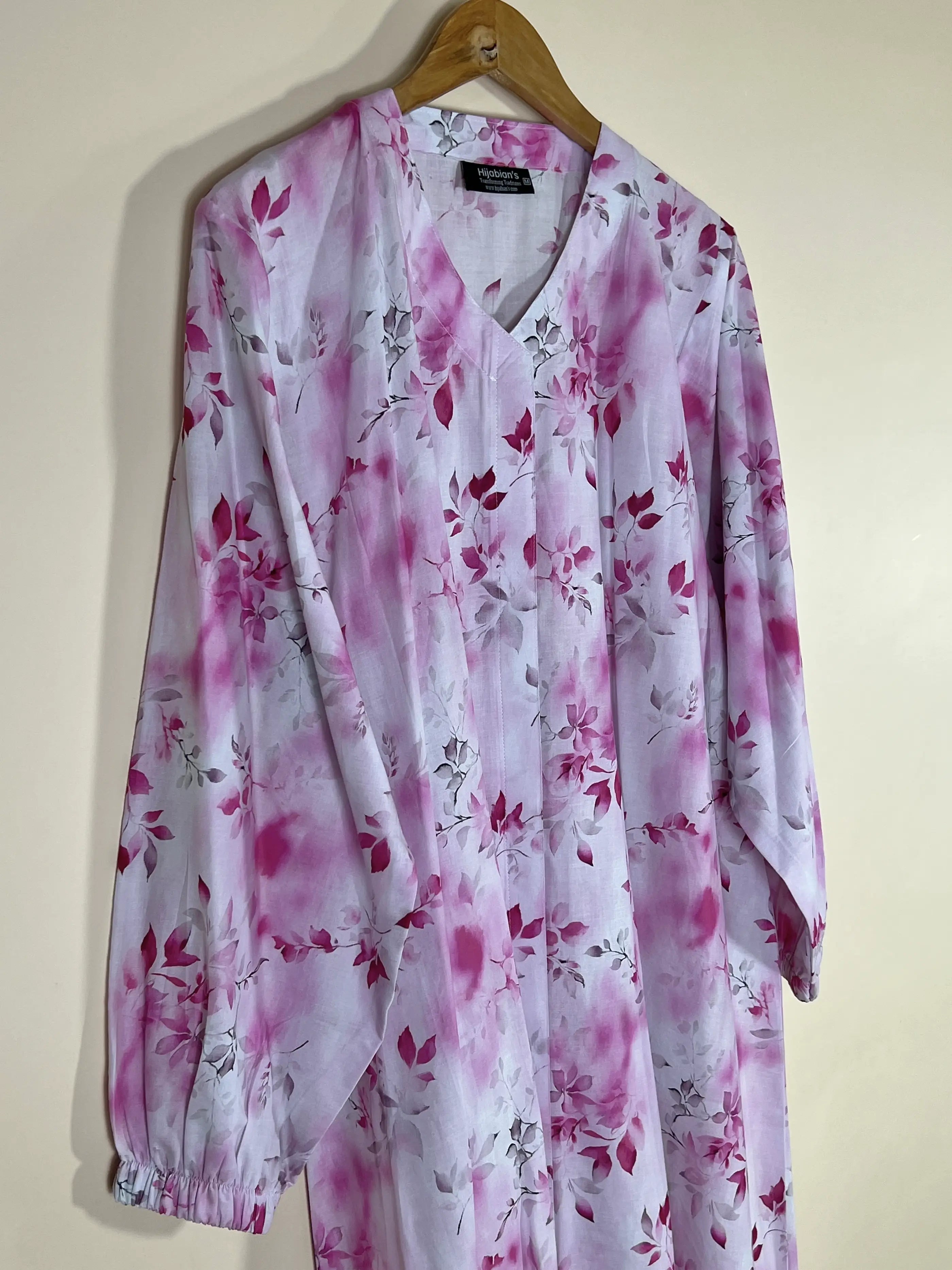Lilac White - Arabic Lawn Abaya HJ1626