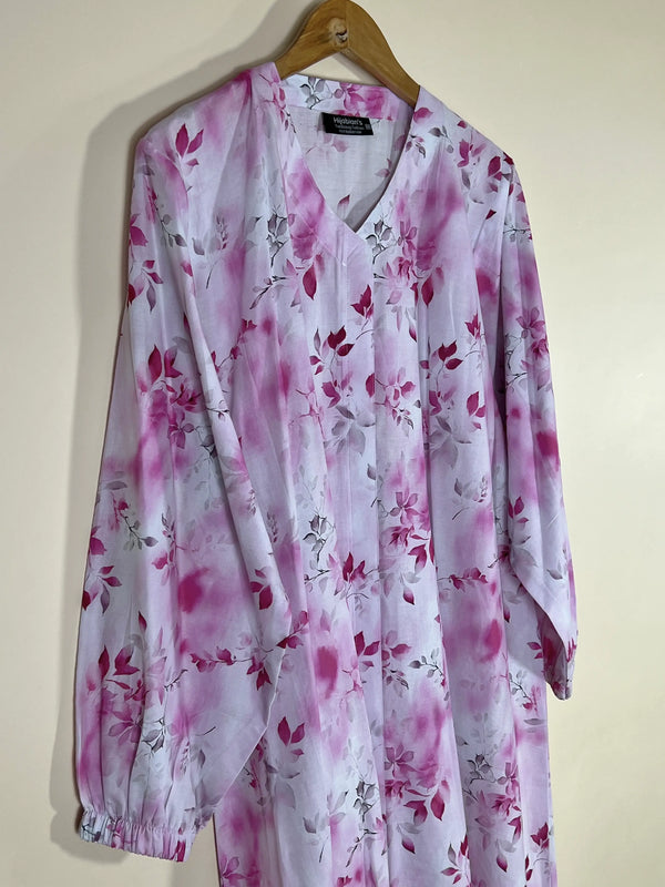 Lilac White - Arabic Lawn Abaya HJ1626