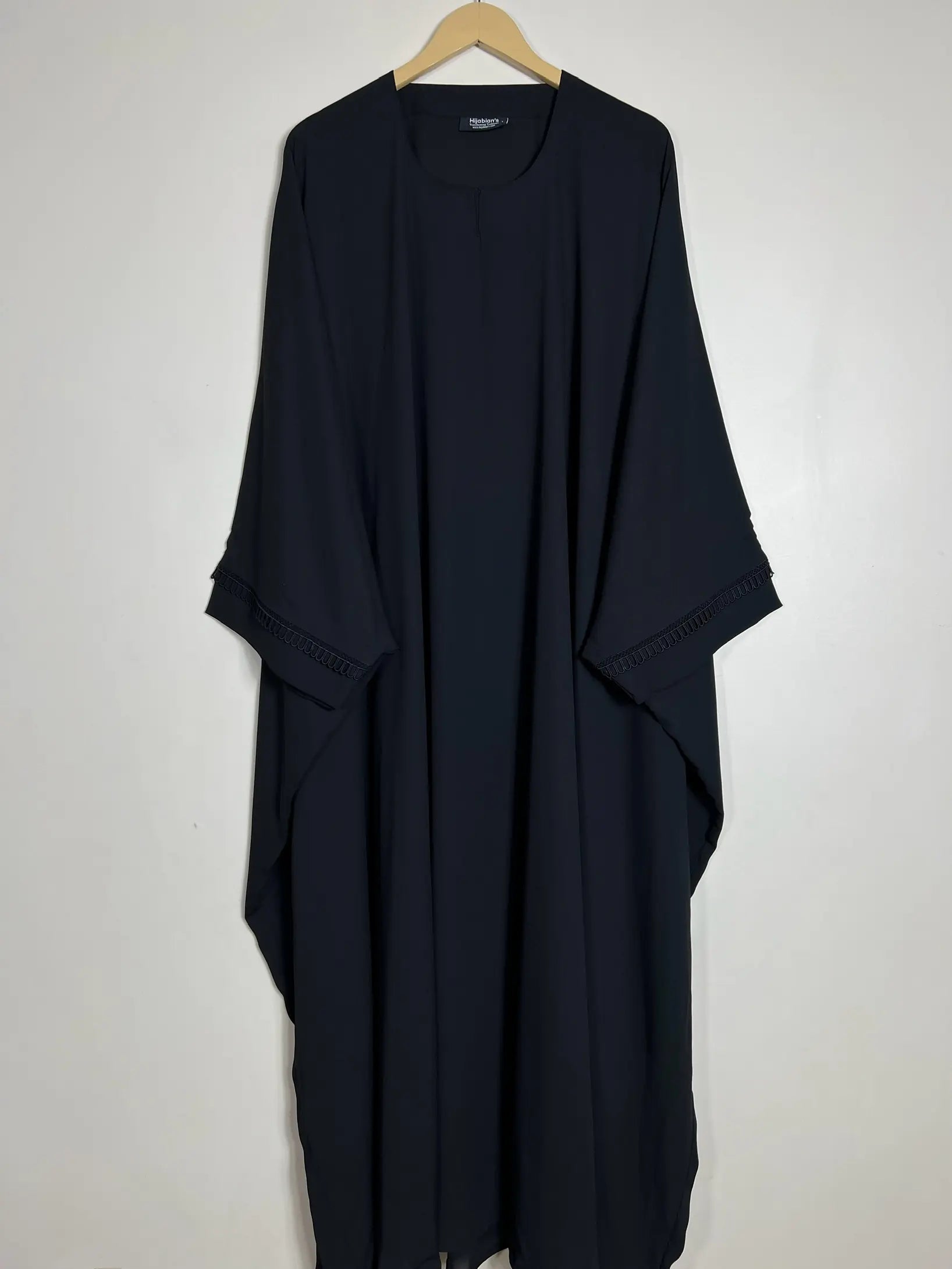 Black - Lace Sleeves Butterfly Abaya HJ0744