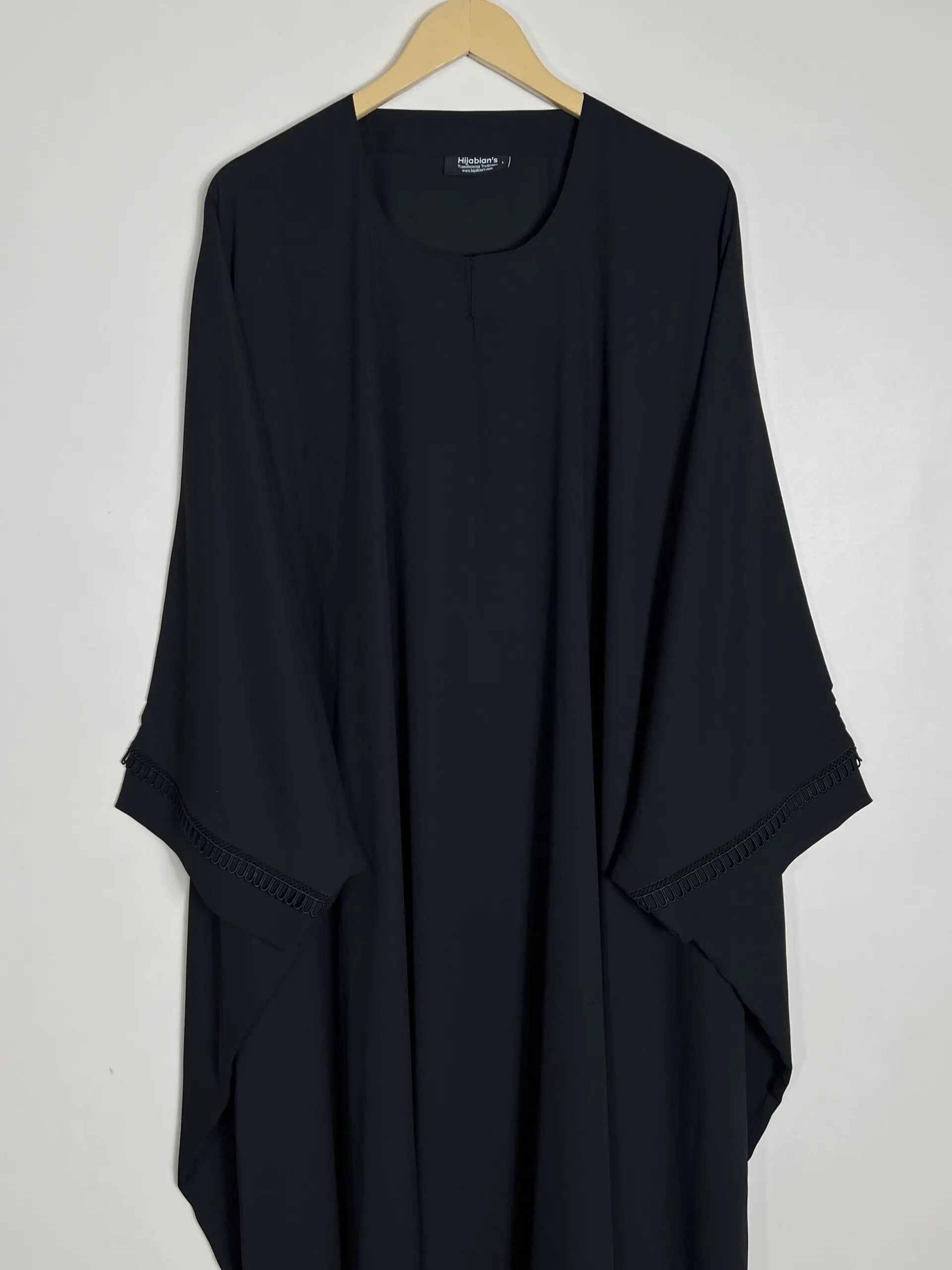 Black - Lace Sleeves Butterfly Abaya HJ0744 Secondary image