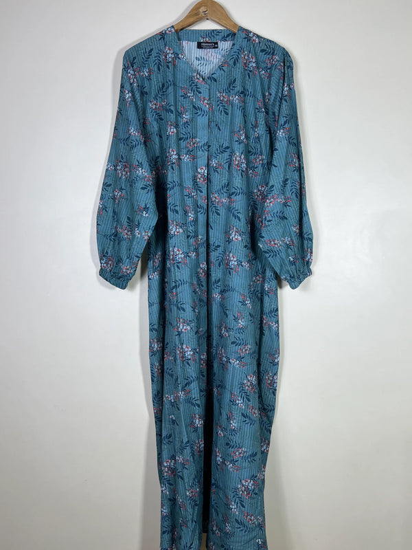 Teal Blue - Arabic Lawn Abaya HJ1632