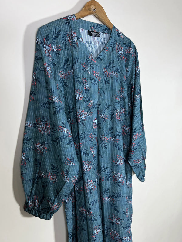 Teal Blue - Arabic Lawn Abaya HJ1632