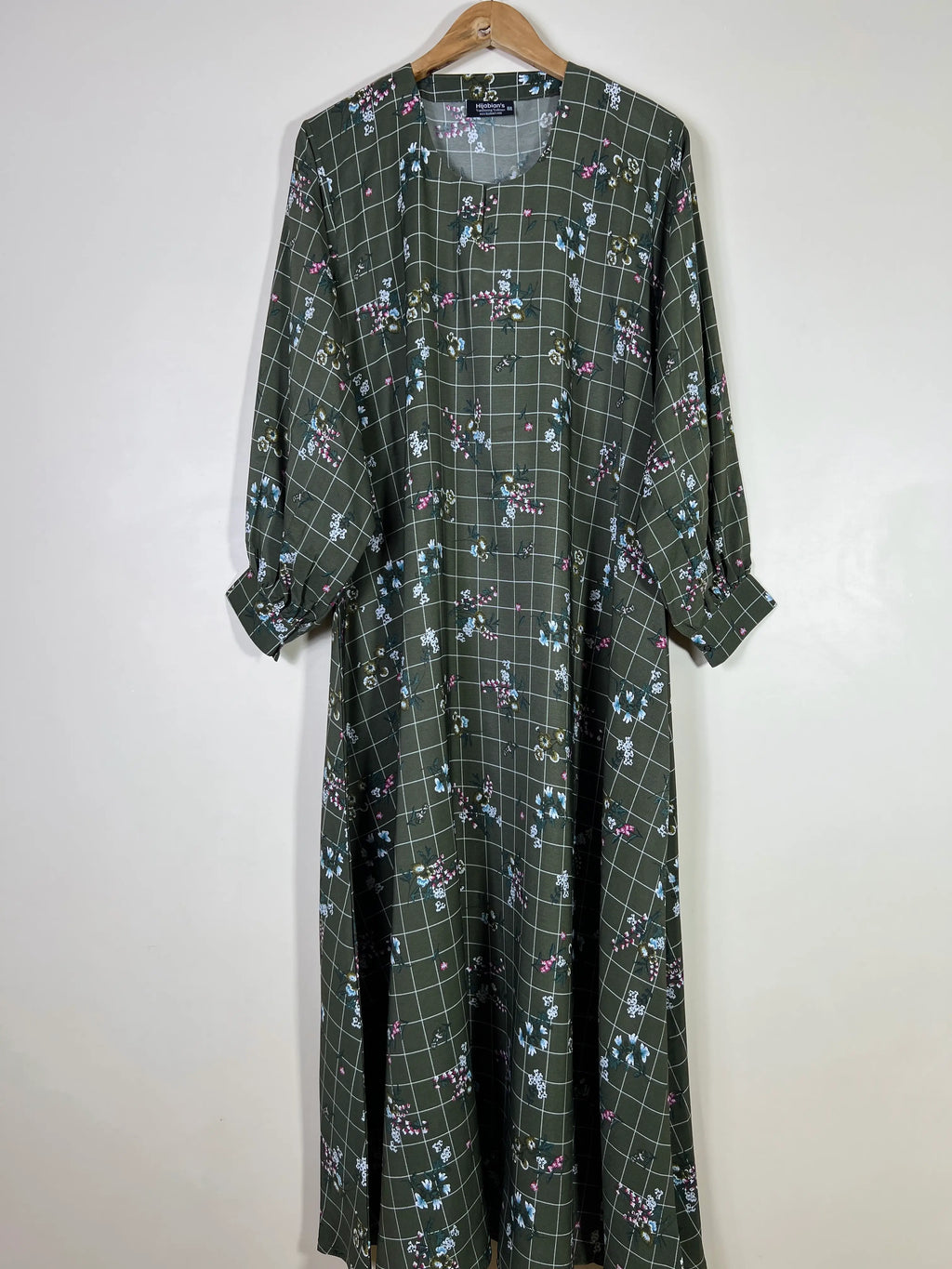 Olive Green - Floral Maxi Abaya HJ1610