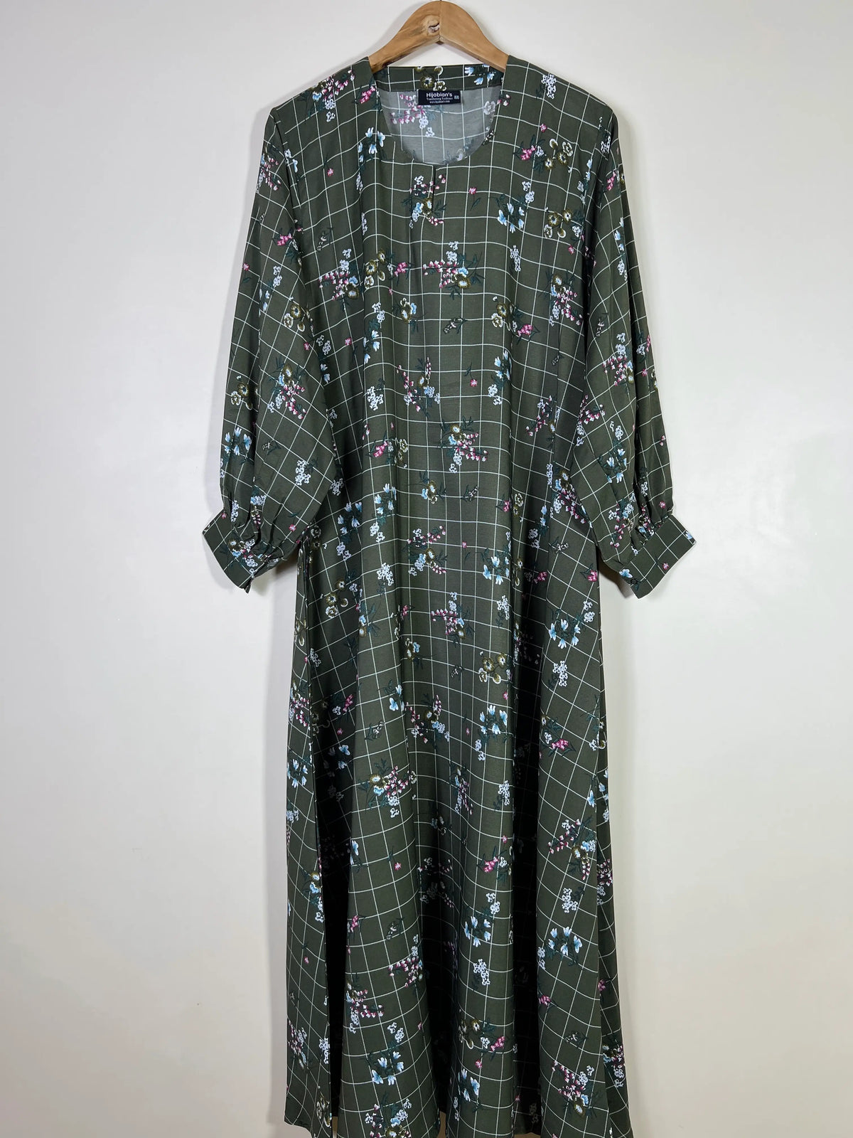 Olive Green - Floral Maxi Abaya HJ1610 Main image