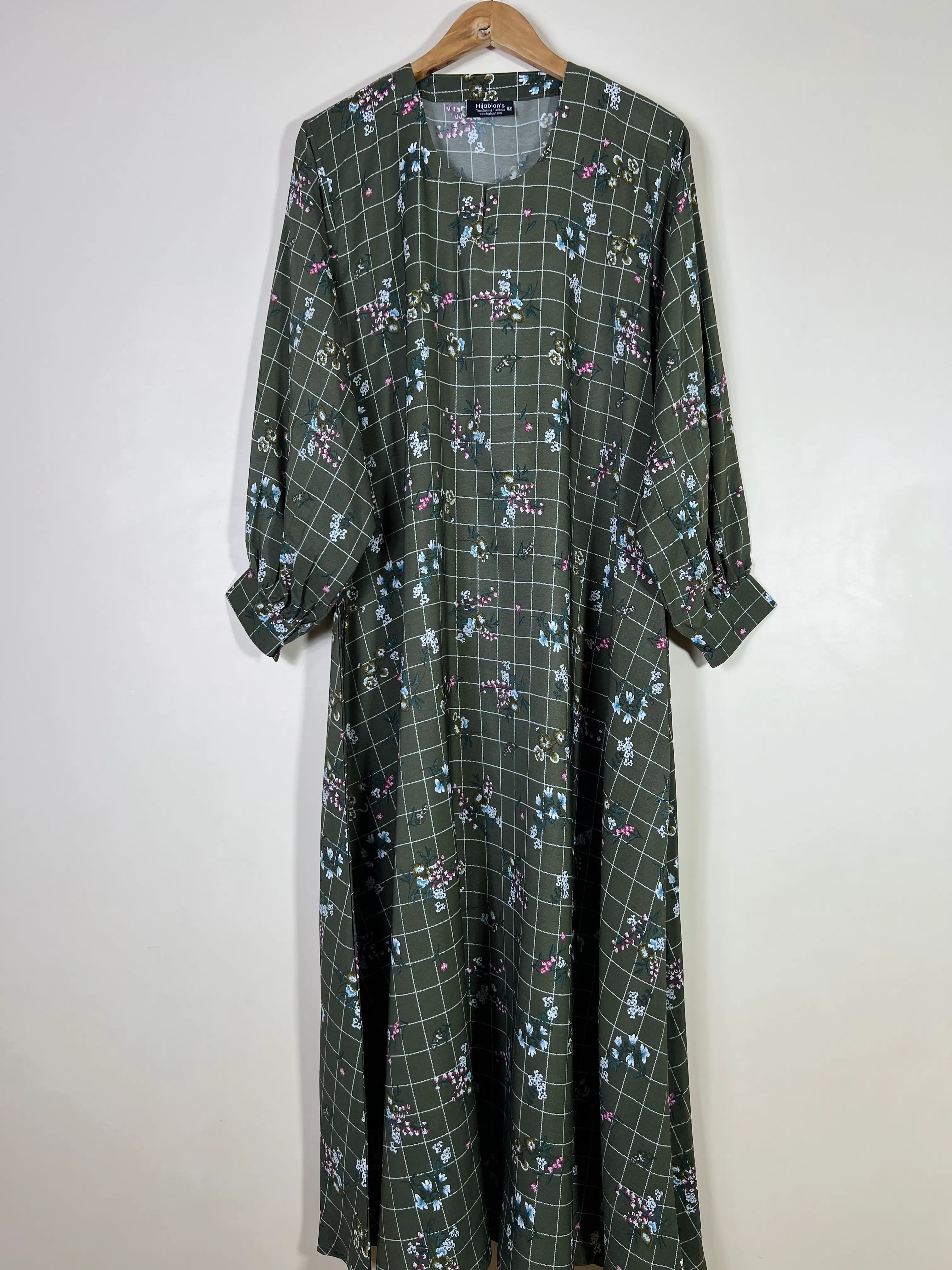 Olive Green - Floral Maxi Abaya HJ1610