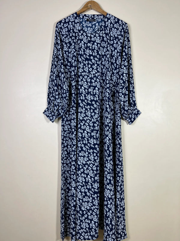 Blue - Floral Maxi Abaya HJ1609