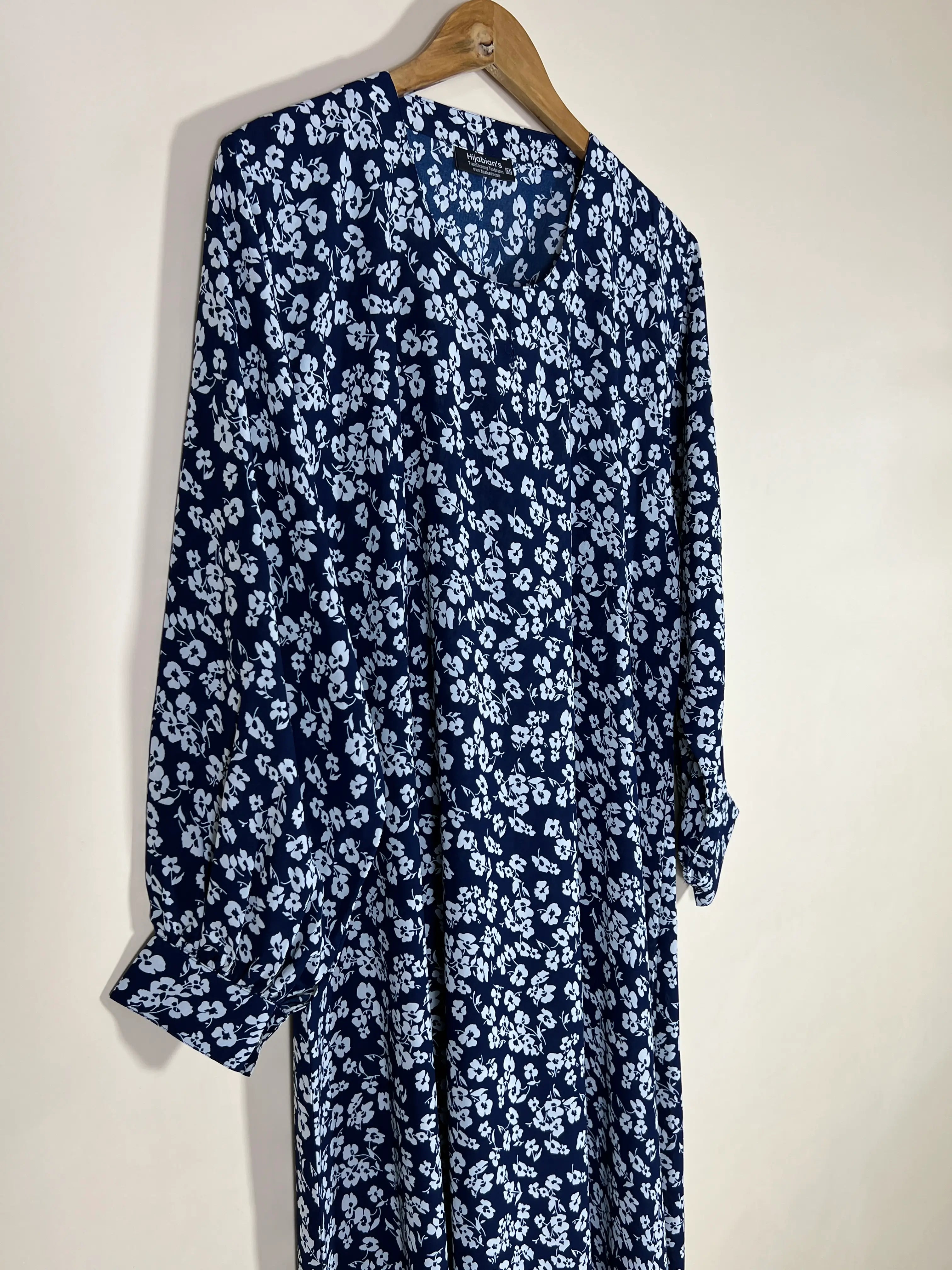 Blue - Floral Maxi Abaya HJ1609 Secondary image
