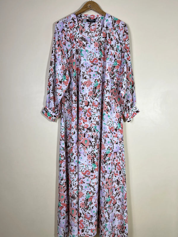 Lilac Pink - Floral Maxi Abaya HJ1614