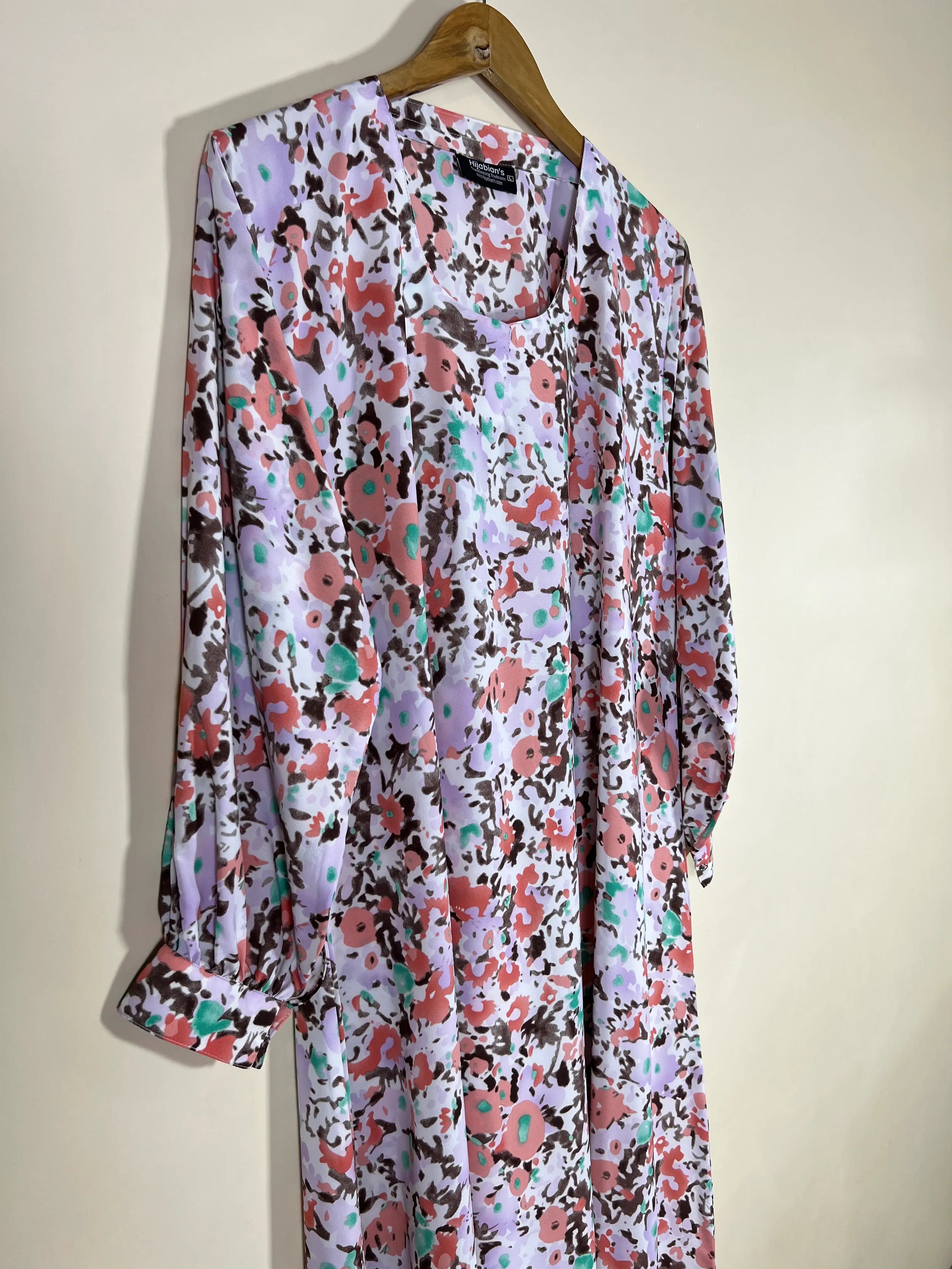 Lilac Pink - Floral Maxi Abaya HJ1614 Secondary image