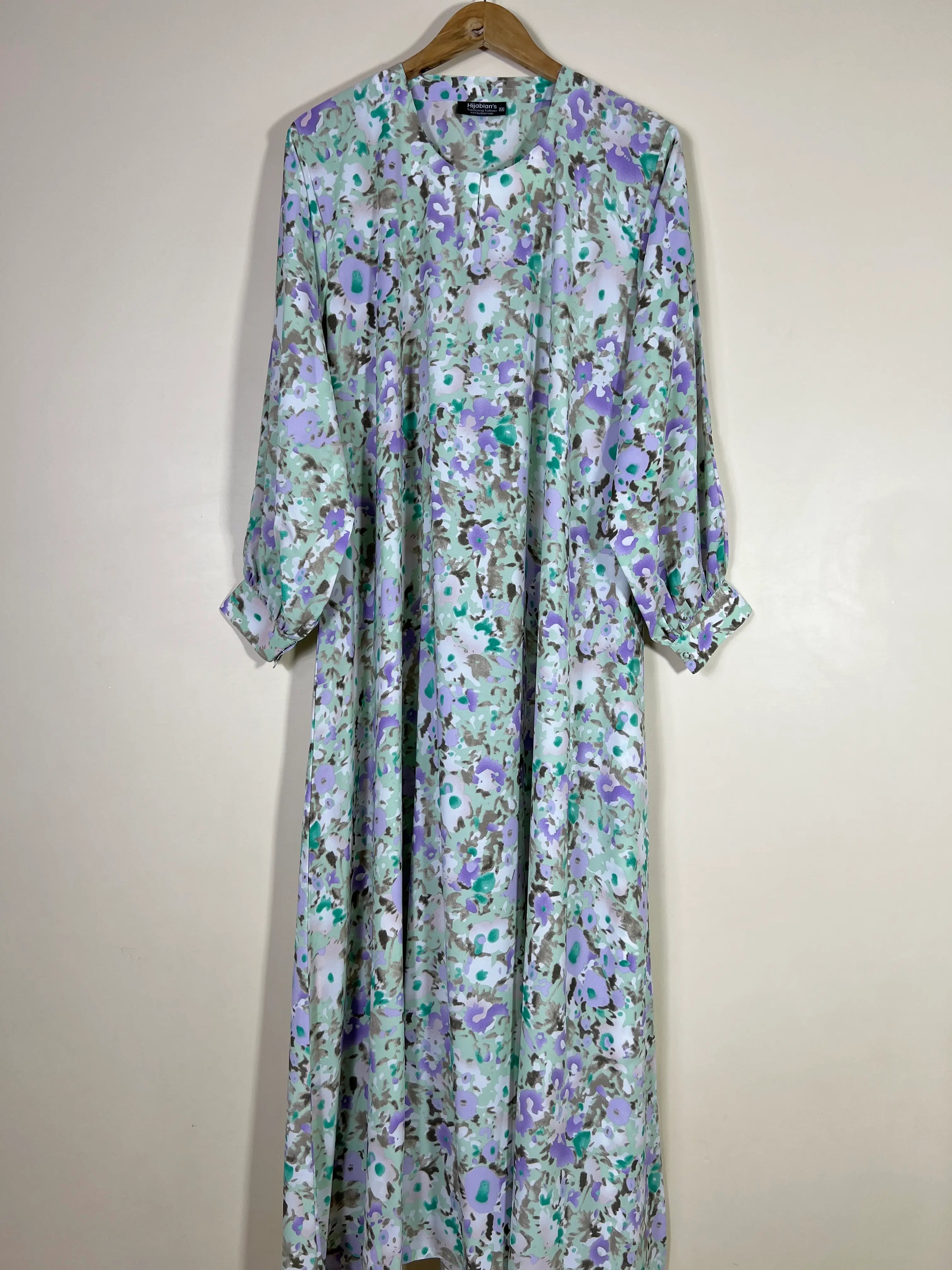 Mint Green - Floral Maxi Abaya HJ1611