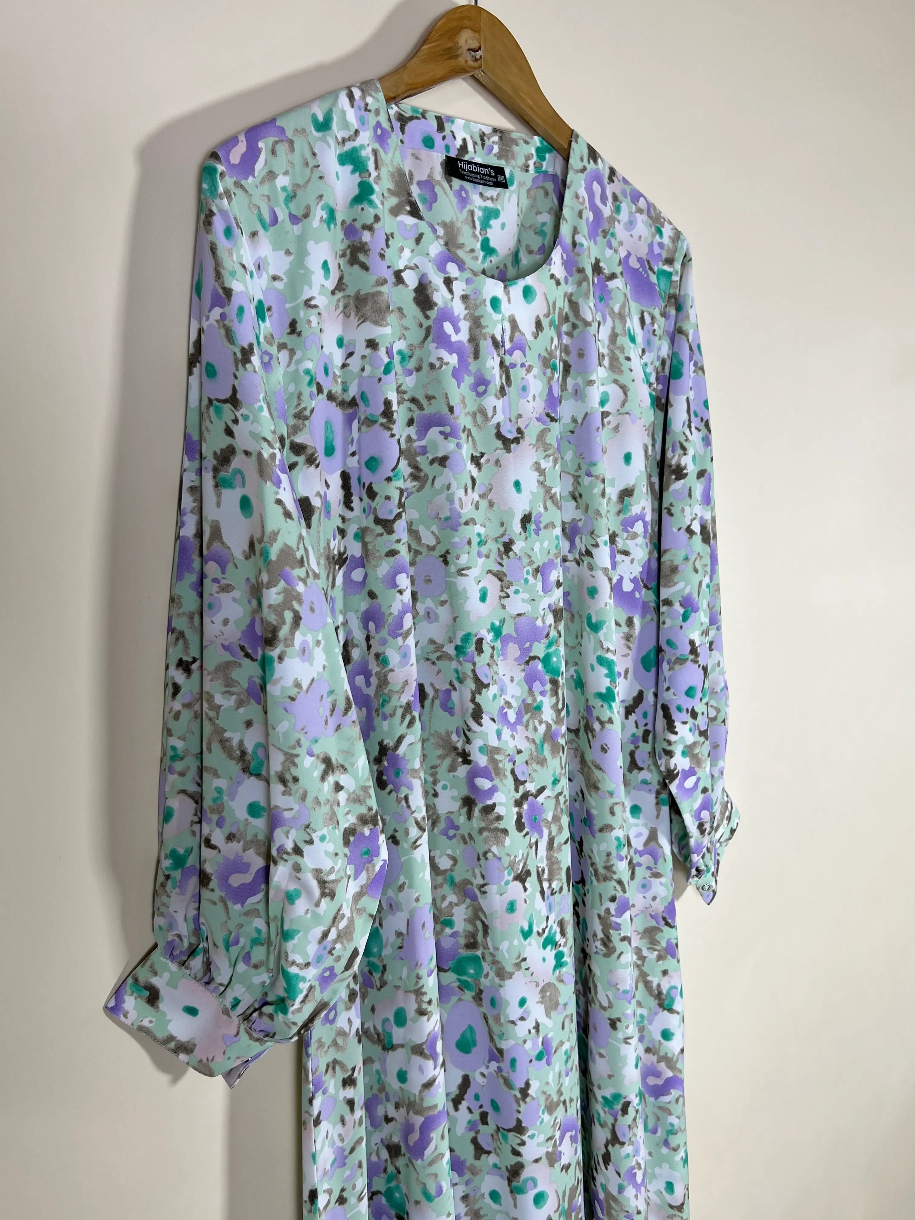 Mint Green - Floral Maxi Abaya HJ1611 Secondary image