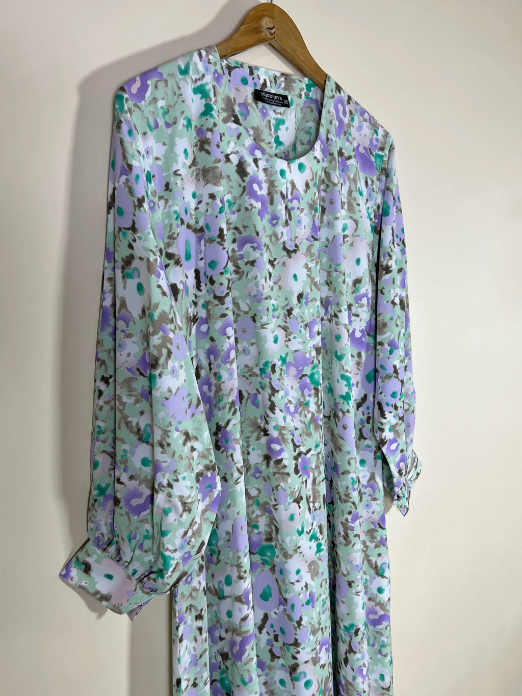 Mint Green - Floral Maxi Abaya HJ1611