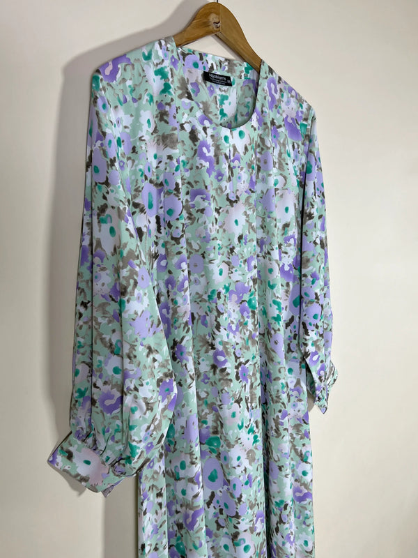 Mint Green - Floral Maxi Abaya HJ1611